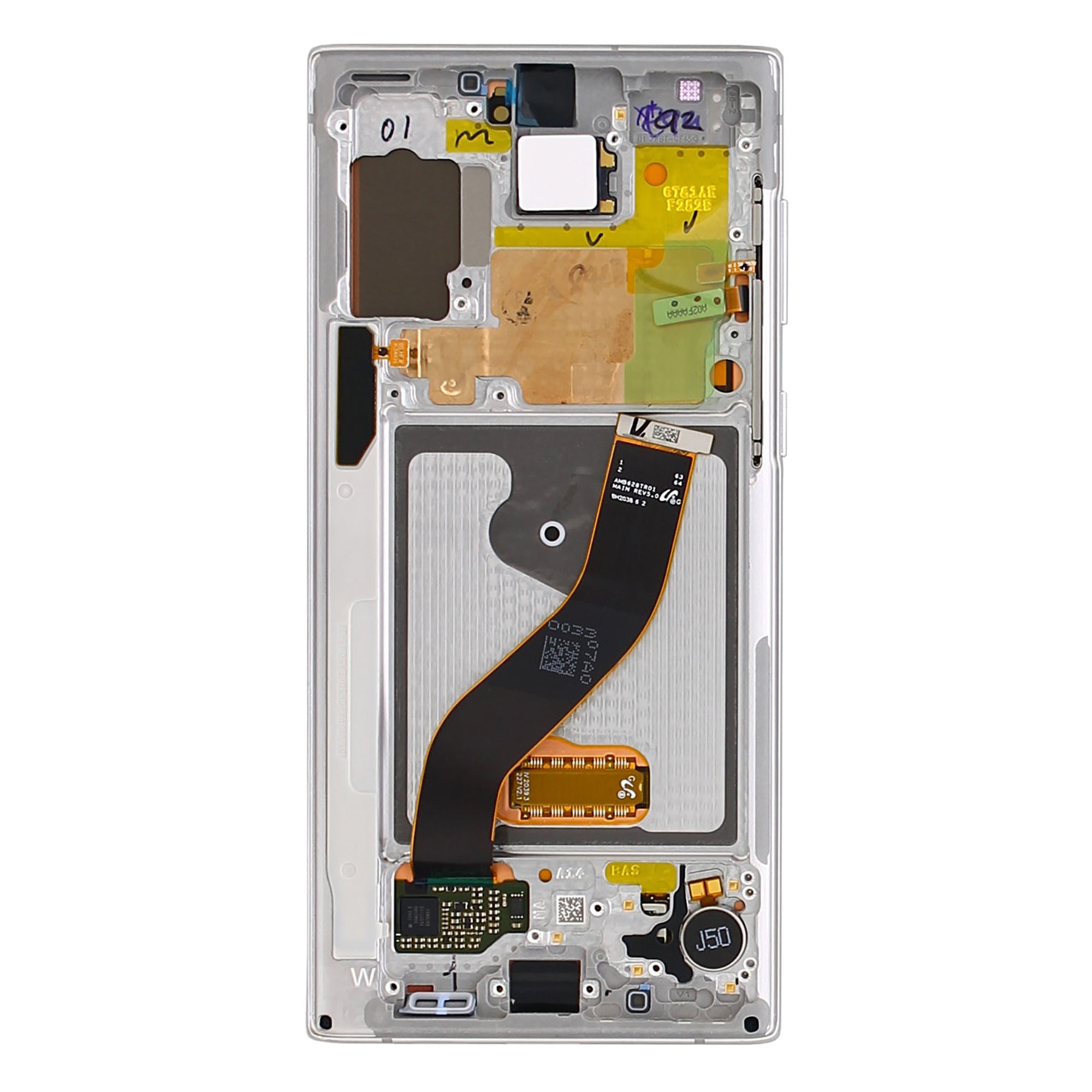 Samsung Galaxy Note 10 N970F Display And Digitizer With frame Aura White Service Pack