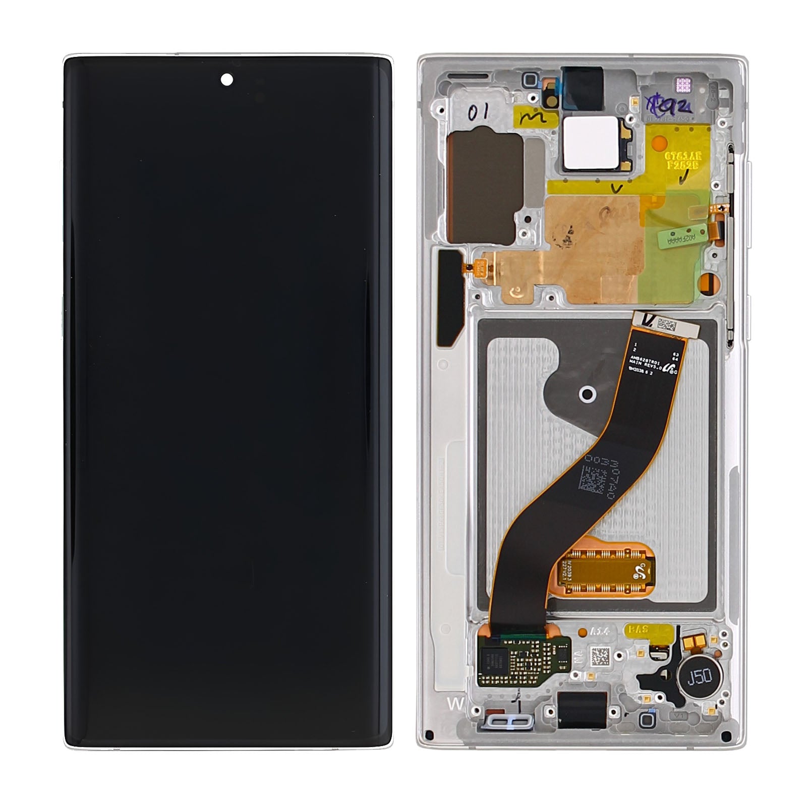 Samsung Galaxy Note 10 N970F Display And Digitizer With frame Aura White Service Pack