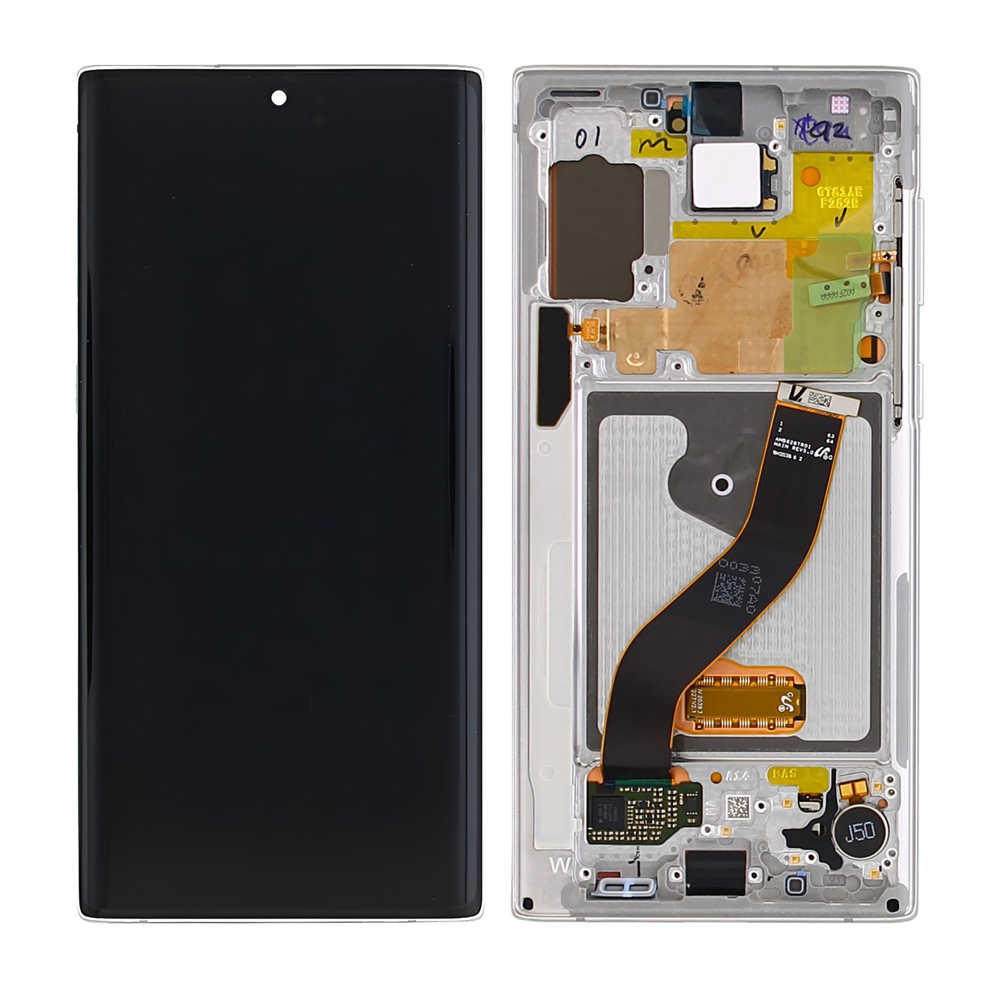 Samsung Galaxy Note 10 N970F Display And Digitizer With frame Aura White Service Pack