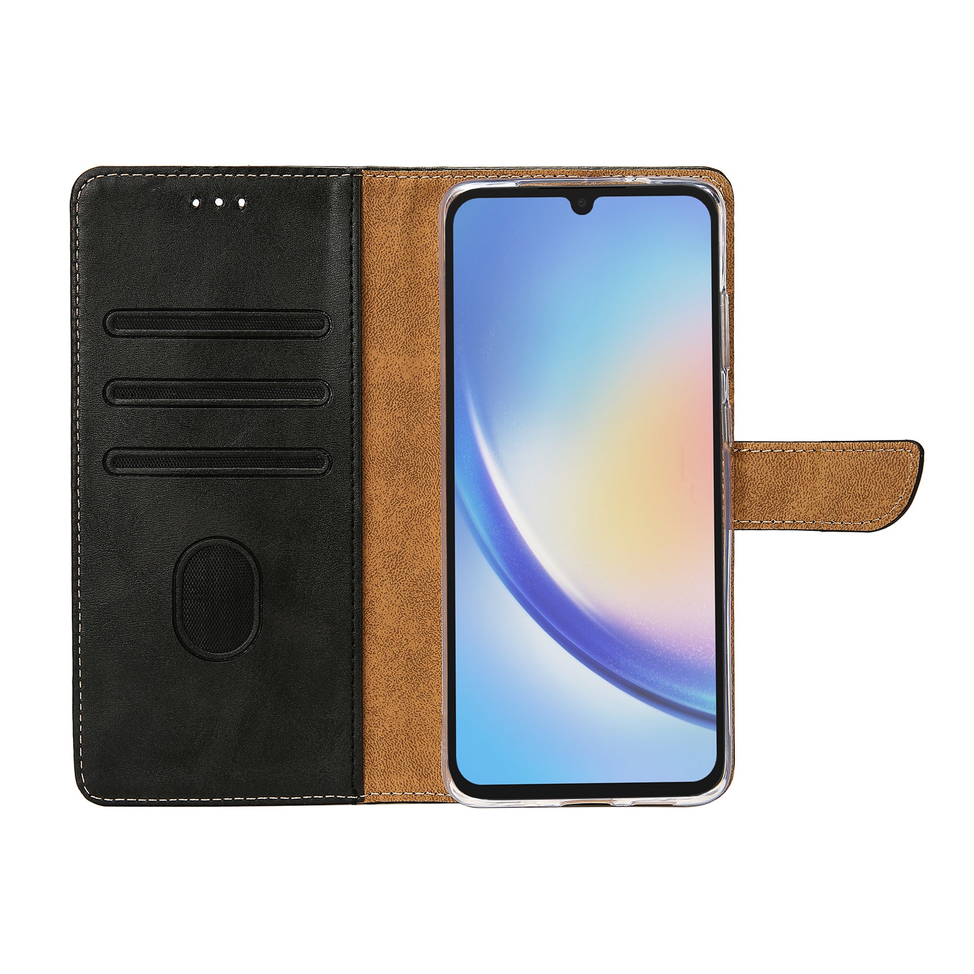 Rixus Bookcase For Samsung Galaxy A34 5G Black