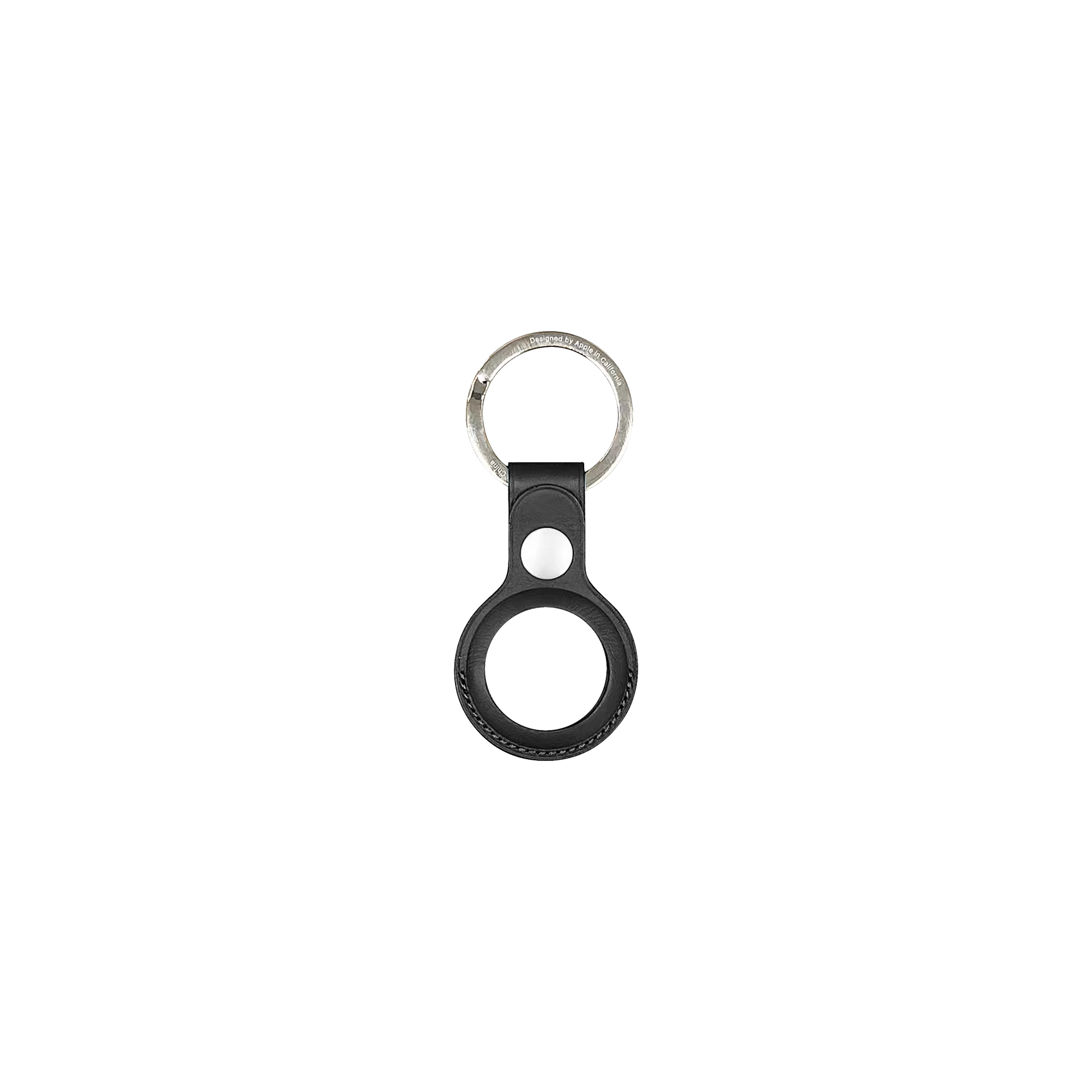For Apple AirTag Leather Key Ring Black Compatible