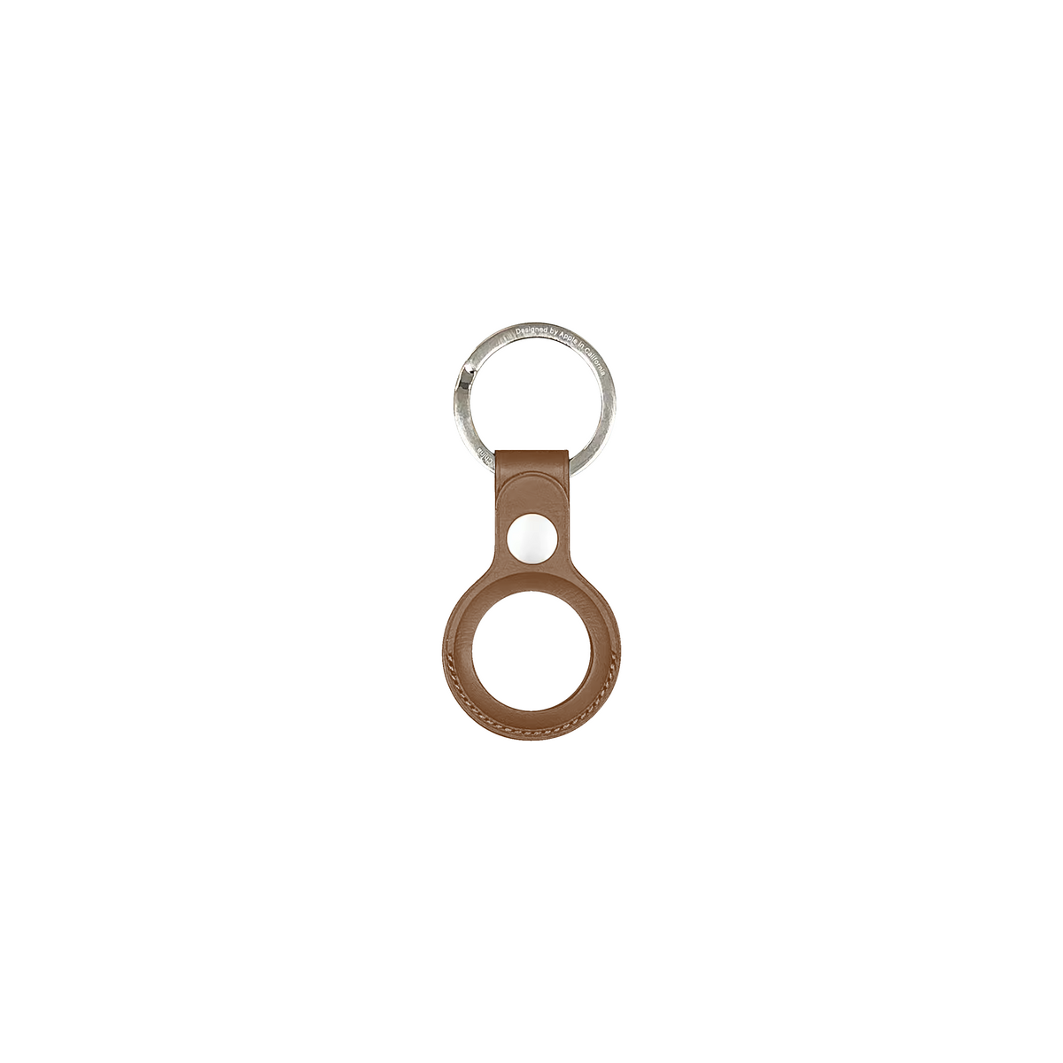 For Apple AirTag Leather Key Ring Saddle Brown Compatible
