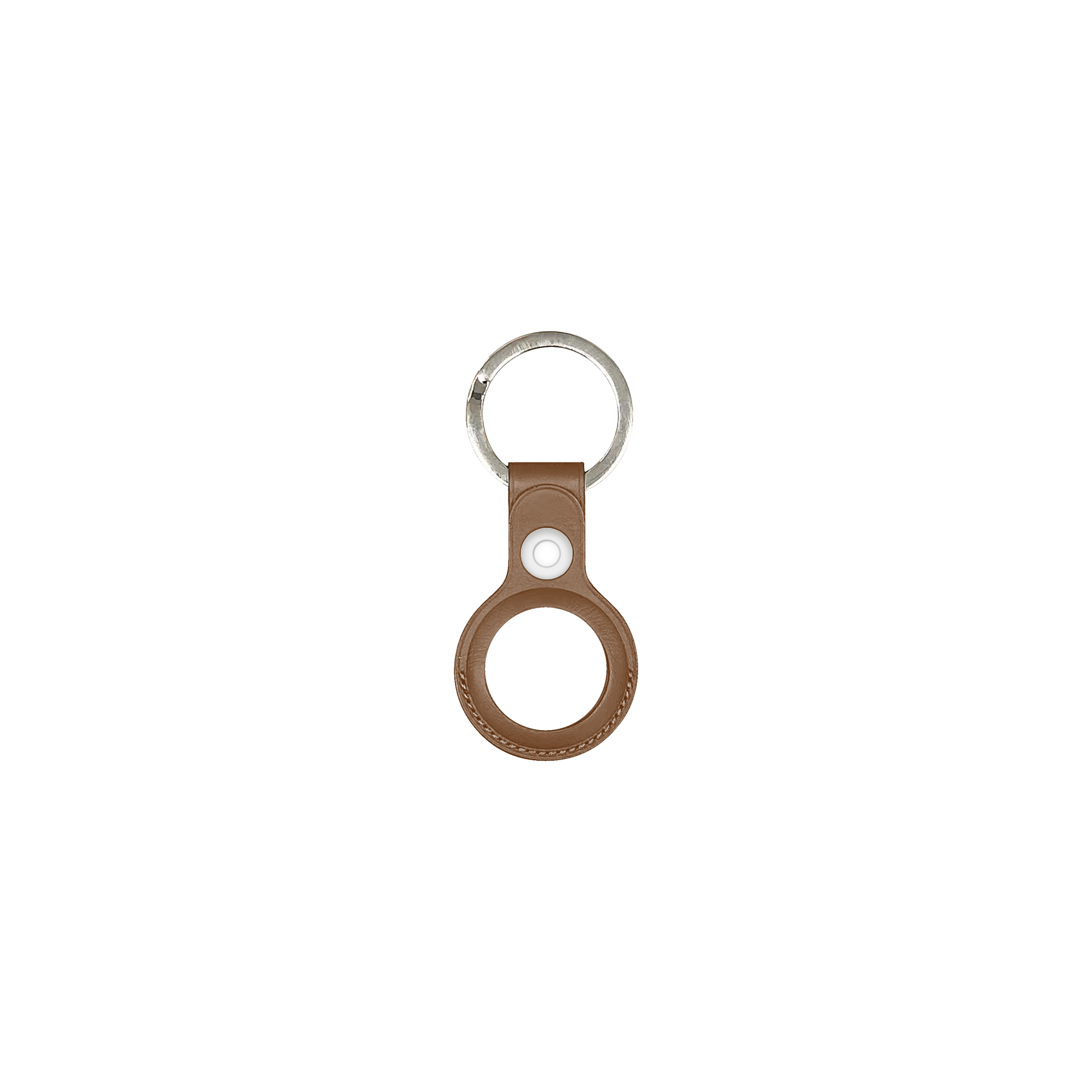For Apple AirTag Leather Key Ring Saddle Brown Compatible