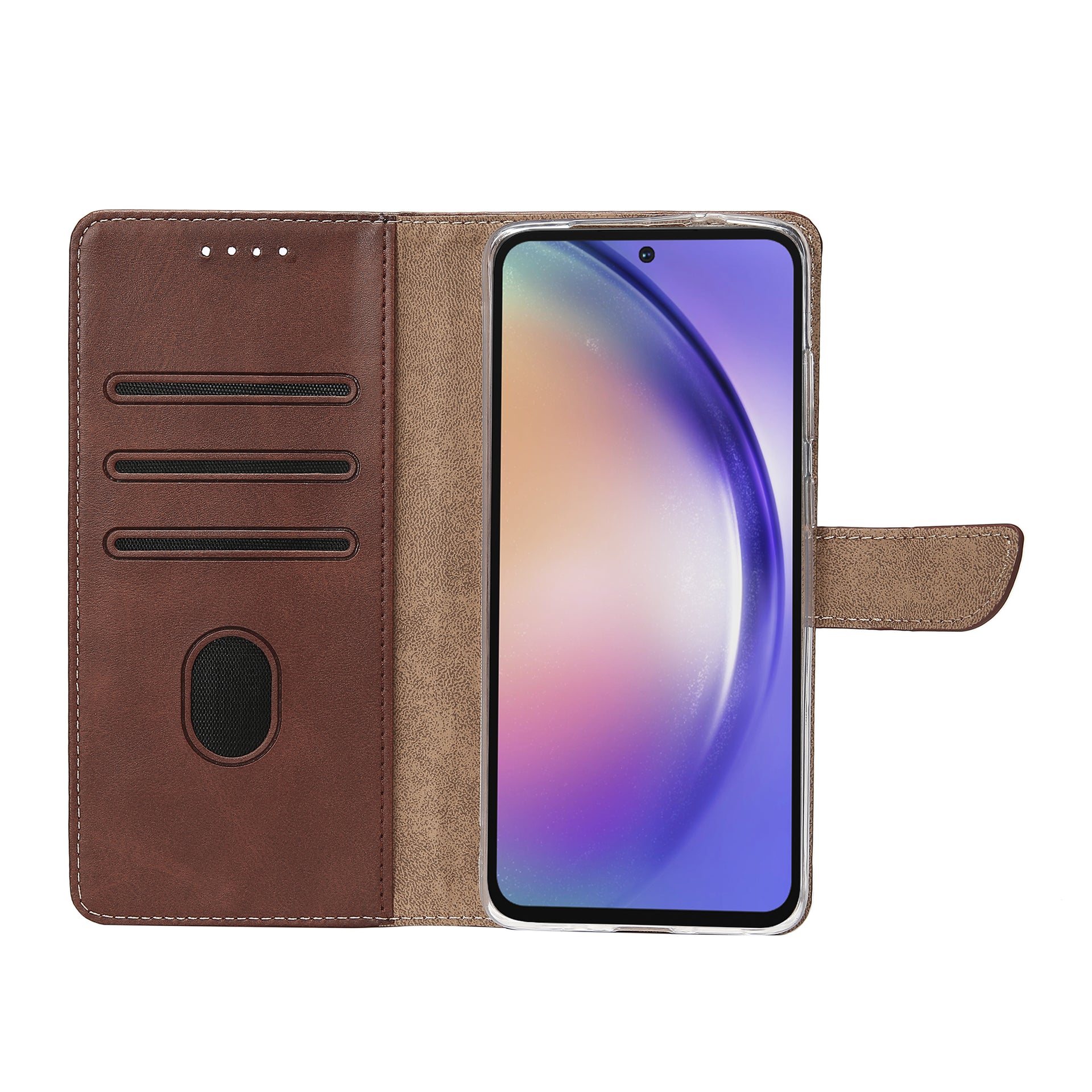 Rixus Bookcase For Samsung Galaxy A54 5G Brown