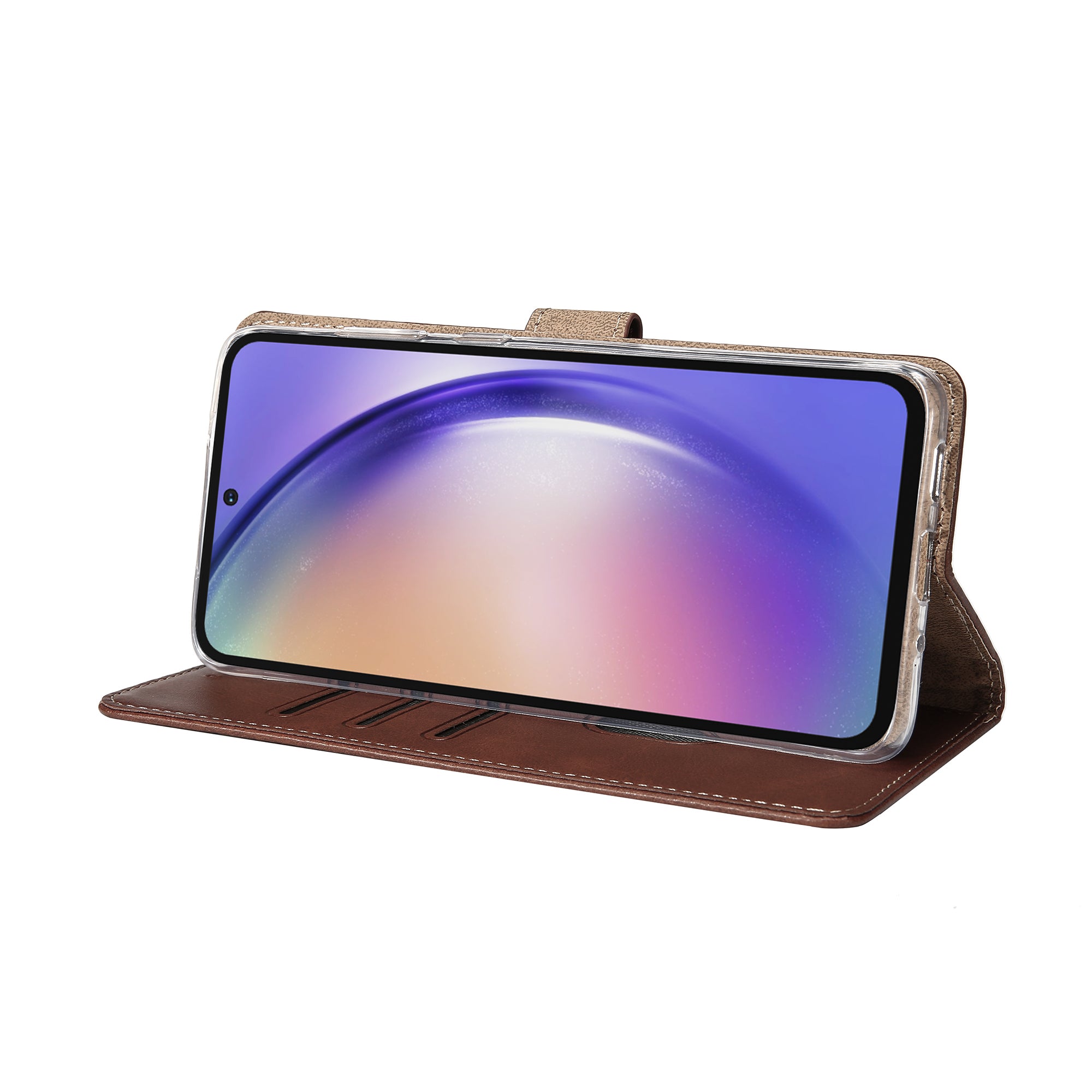 Rixus Bookcase For Samsung Galaxy A54 5G Brown