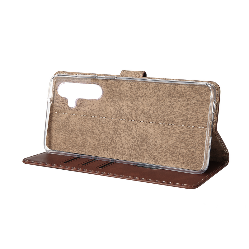 Rixus Bookcase For Samsung Galaxy A54 5G A546B Brown