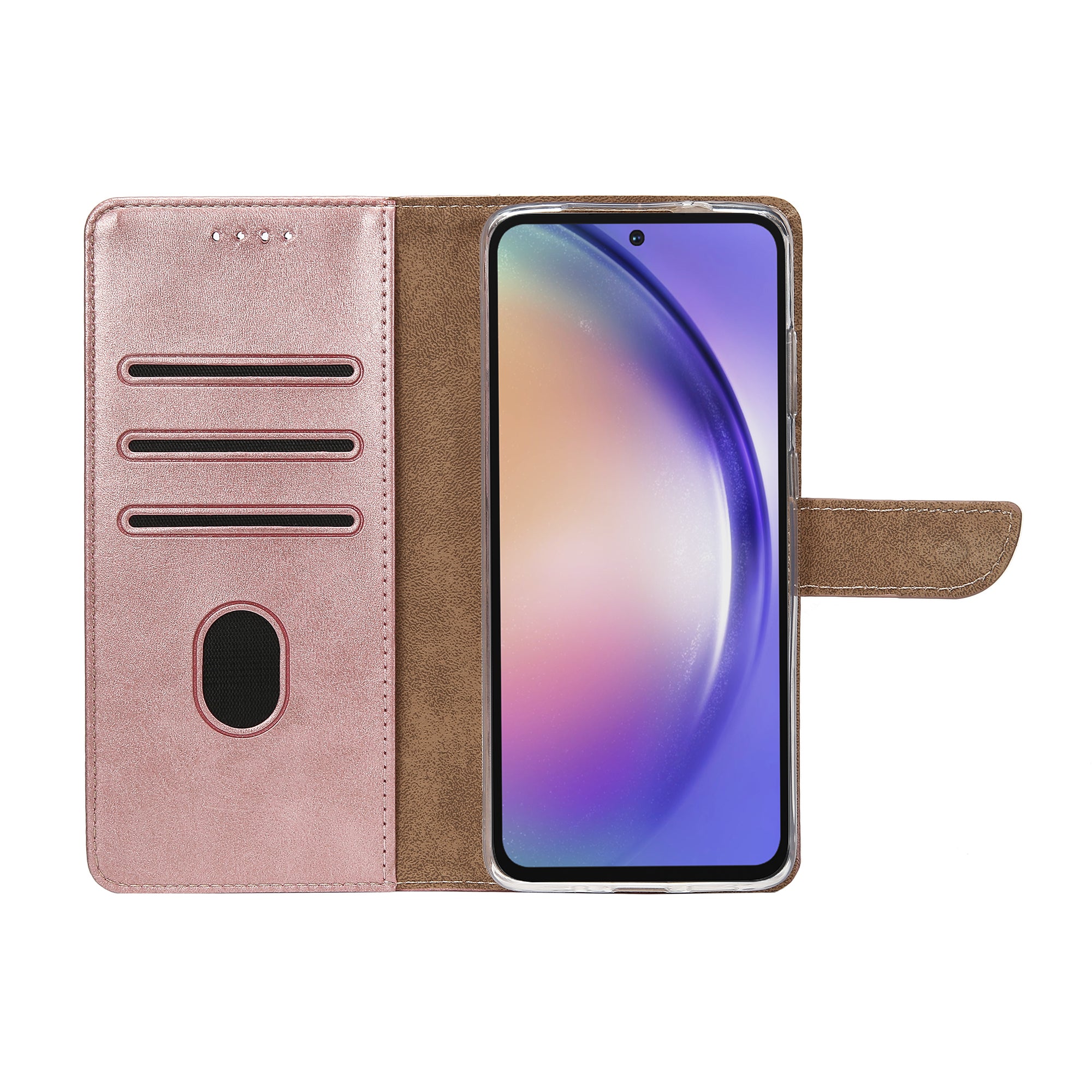 Rixus Bookcase For Samsung Galaxy A54 5G Pink