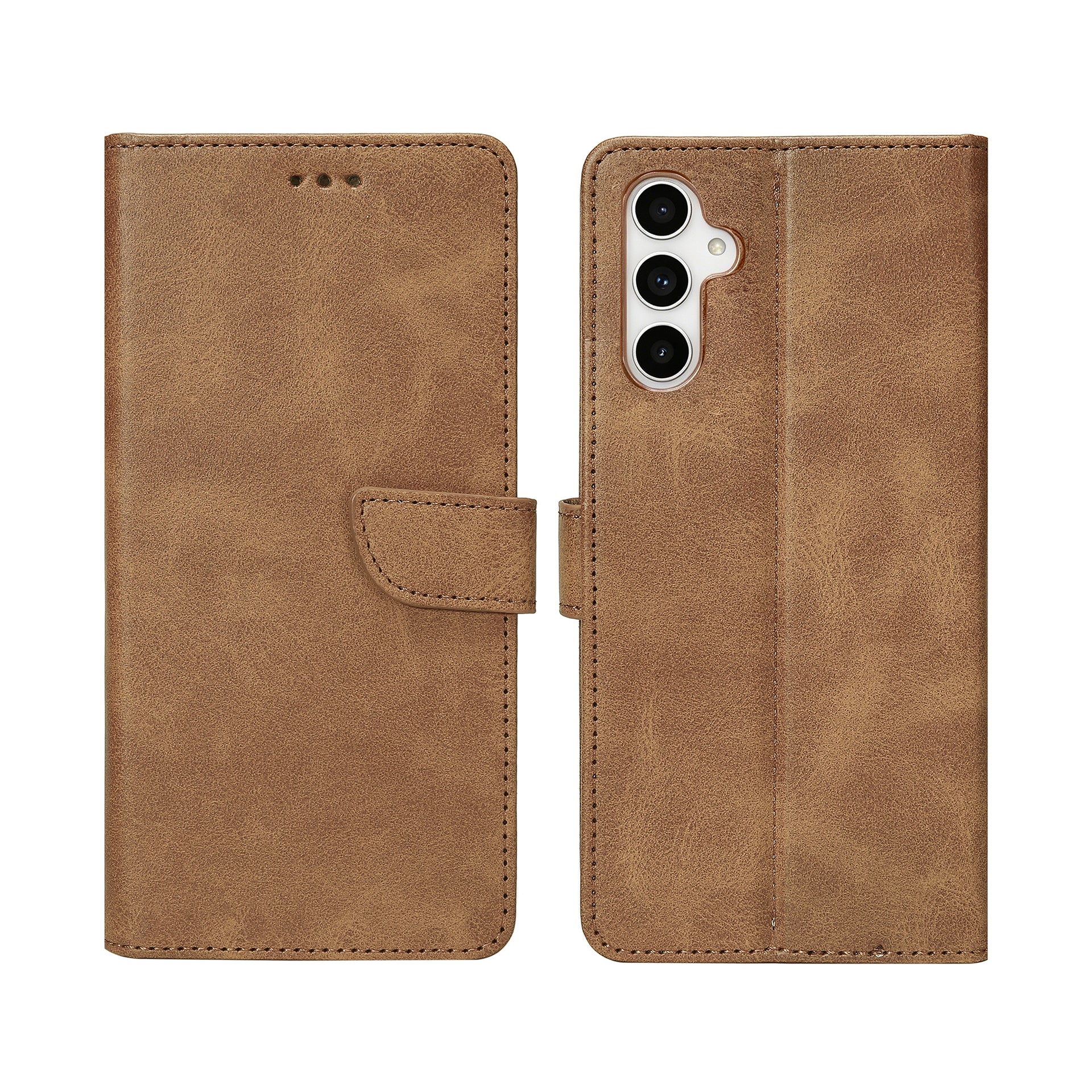 Rixus Bookcase For Samsung Galaxy A54 5G Light Brown