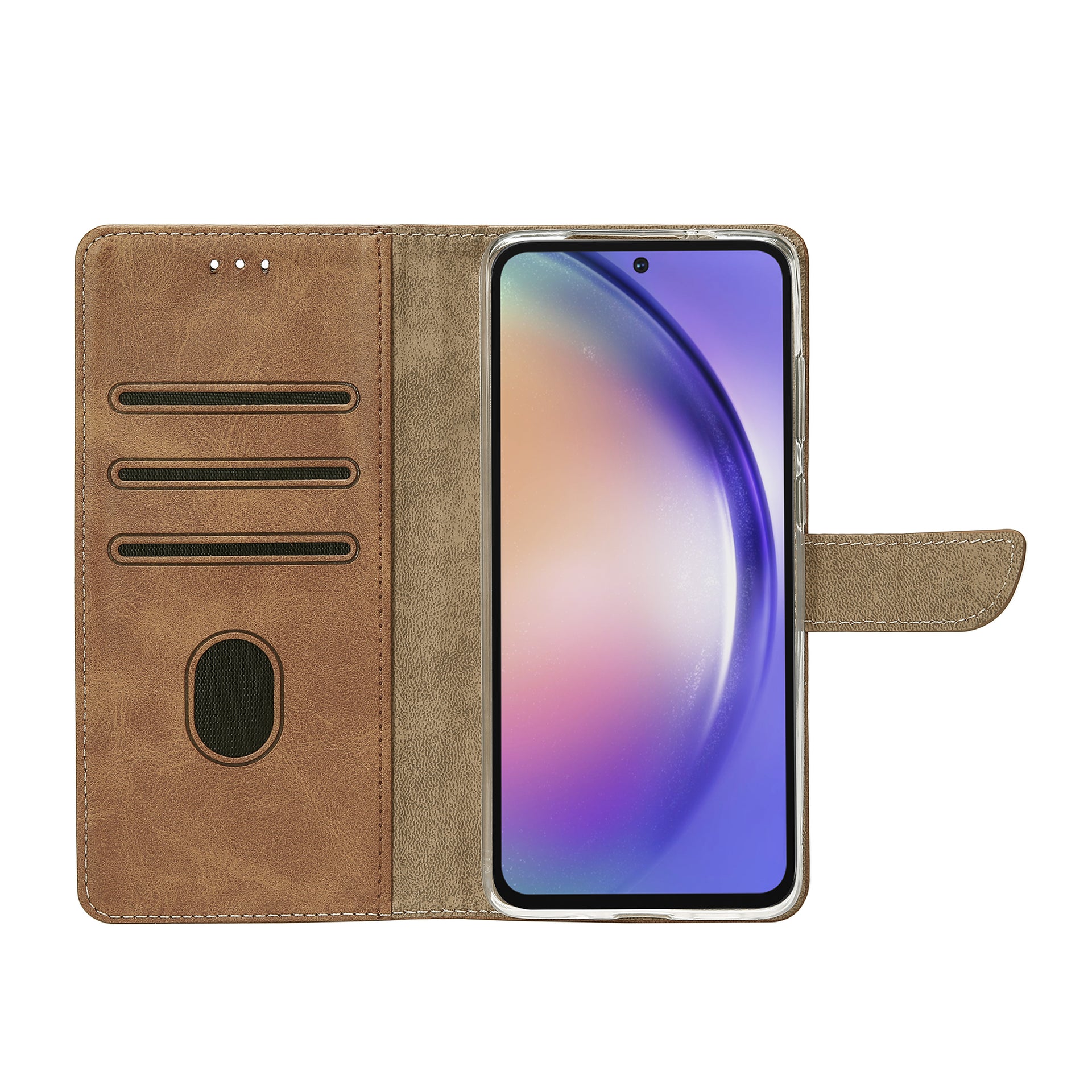 Rixus Bookcase For Samsung Galaxy A54 5G Light Brown