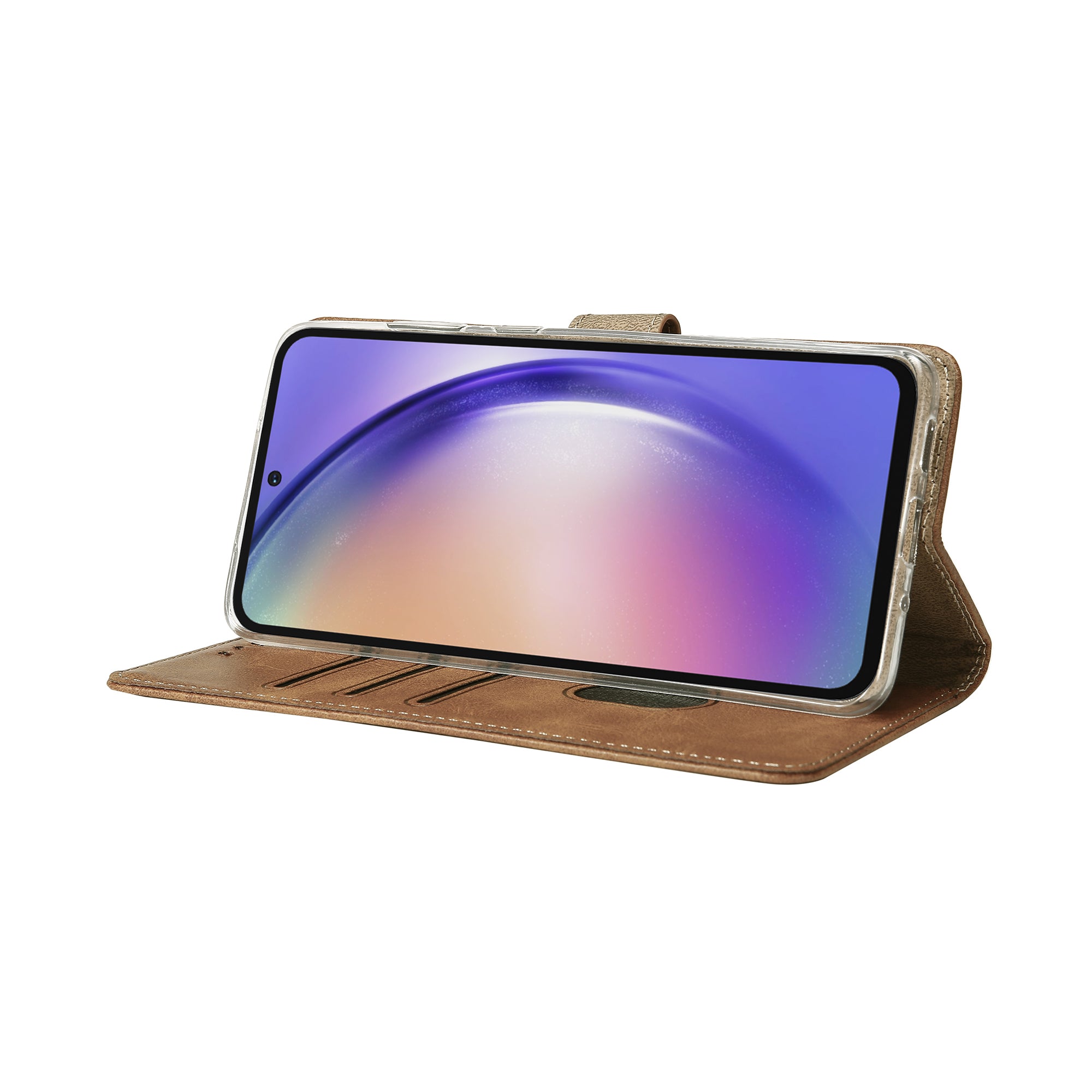 Rixus Bookcase For Samsung Galaxy A54 5G Light Brown