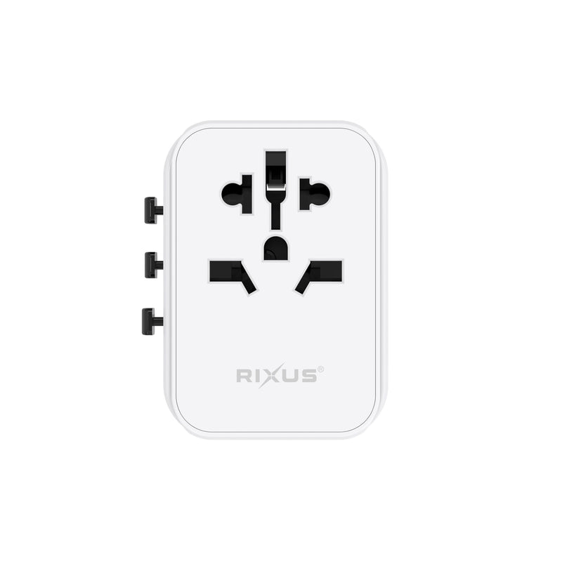 Rixus Worldwide Adapter With 3 USB Ports And 1 PD White