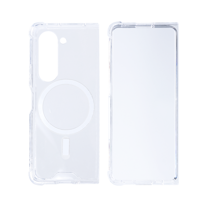 Rixus For Samsung Galaxy Z Fold5 Magnetic Clear Case TPU White