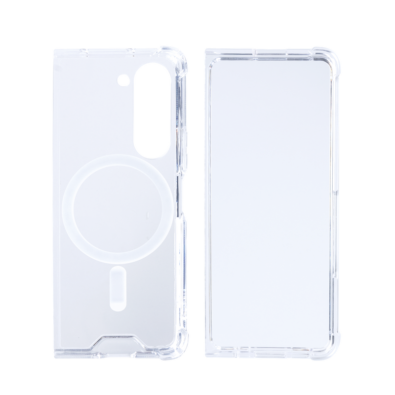 Rixus For Samsung Galaxy Z Fold5 Magnetic Clear Case TPU White