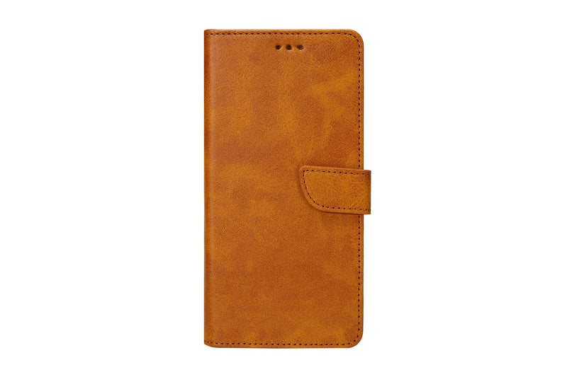 Rixus For iPhone 13 Pro PU Book Case Light Brown
