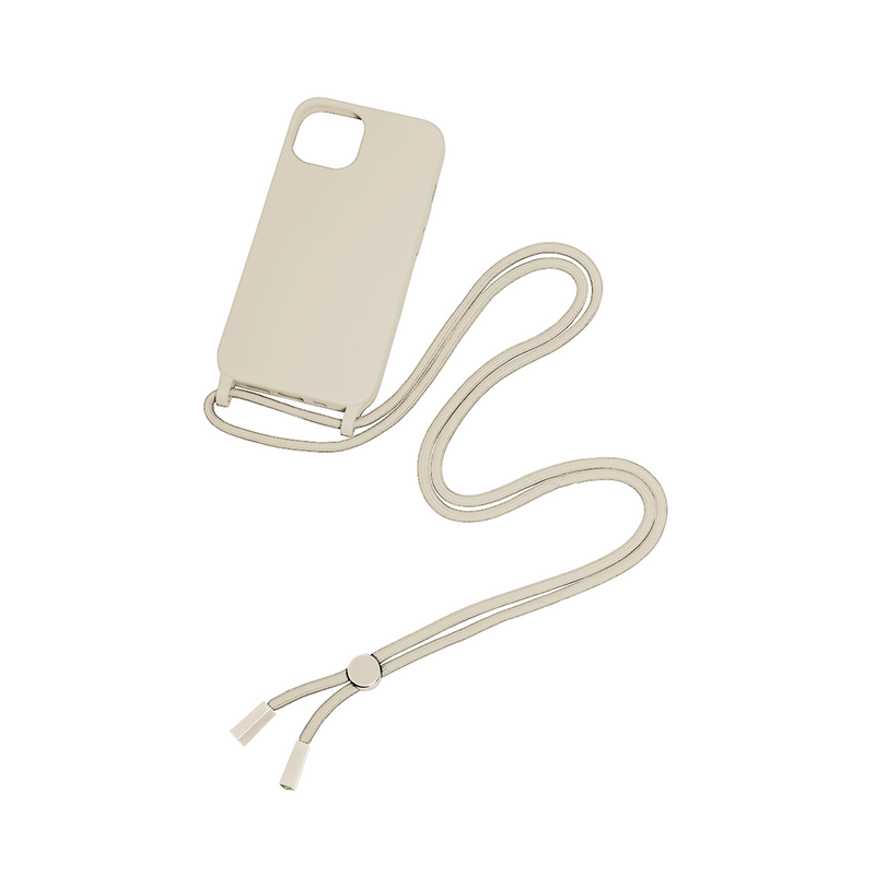 Rixus For iPhone 15 TPU Necklace Cord Cover Gold