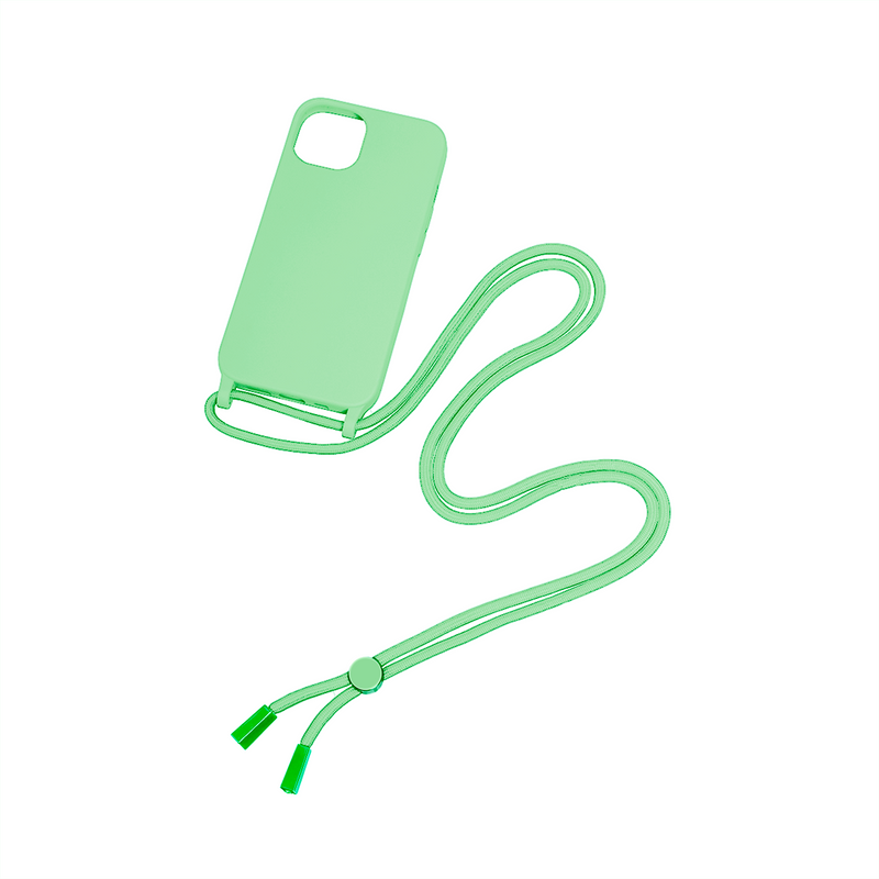 Rixus For iPhone 15 TPU Necklace Cord Cover Matcha