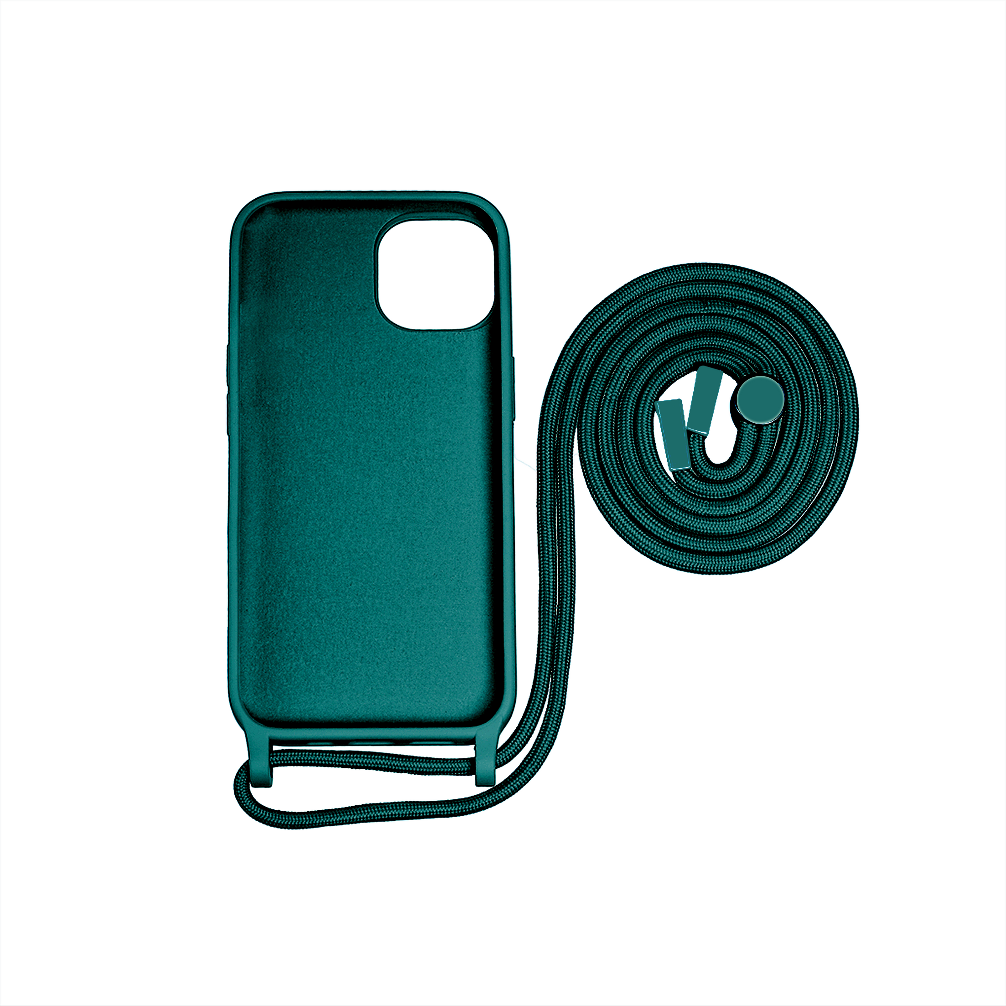 Rixus TPU Necklace Cord Cover For Apple iPhone 15 Dark Green