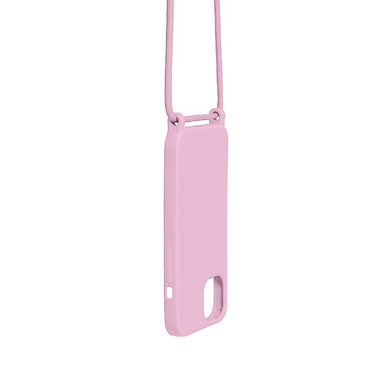 Rixus For iPhone 15 TPU Necklace Cord Cover Pink