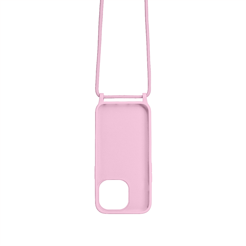 Rixus For iPhone 15 Pro TPU Necklace Cord Cover Pink