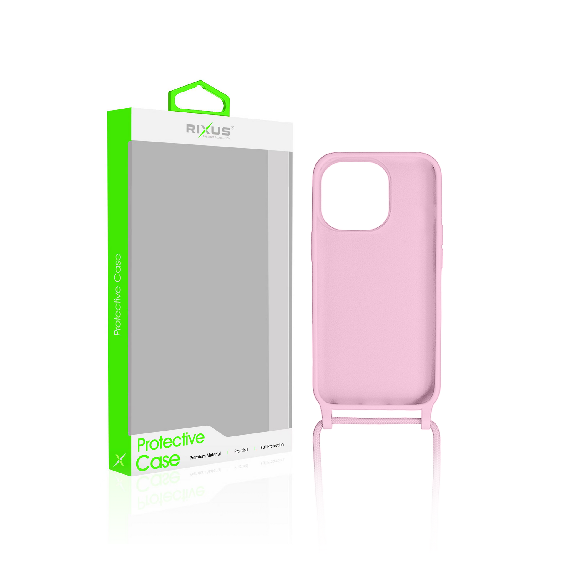 Rixus TPU Necklace Cord Cover For Apple iPhone 15 Pro Pink
