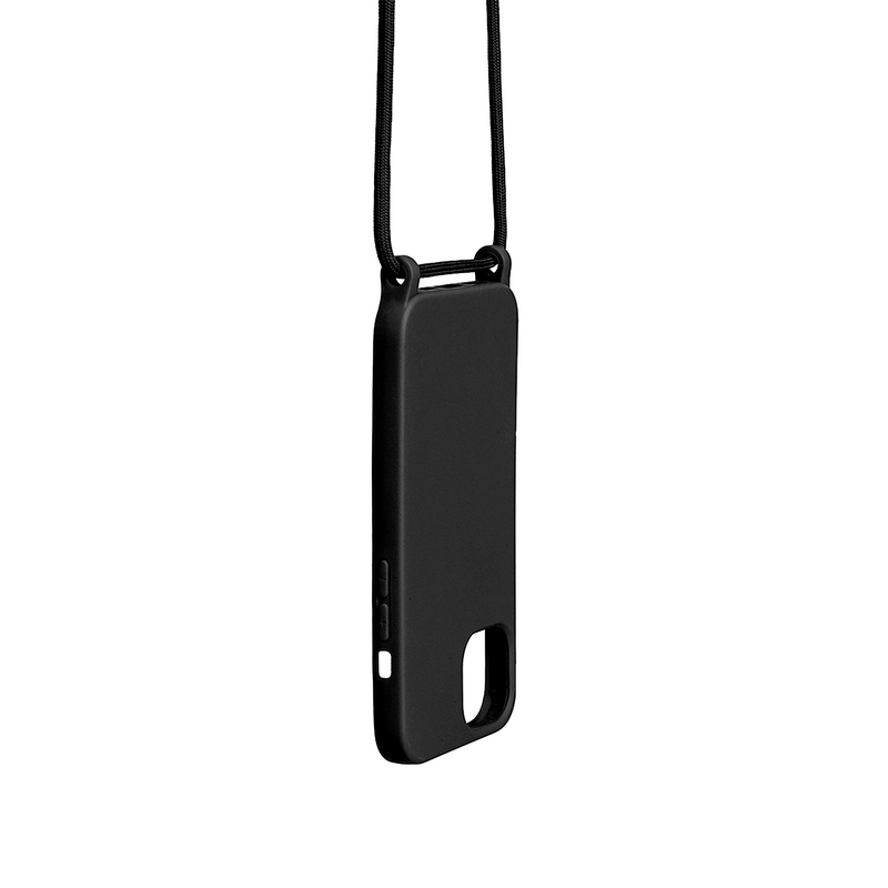 Rixus For iPhone 15 Pro TPU Necklace Cord Cover Black