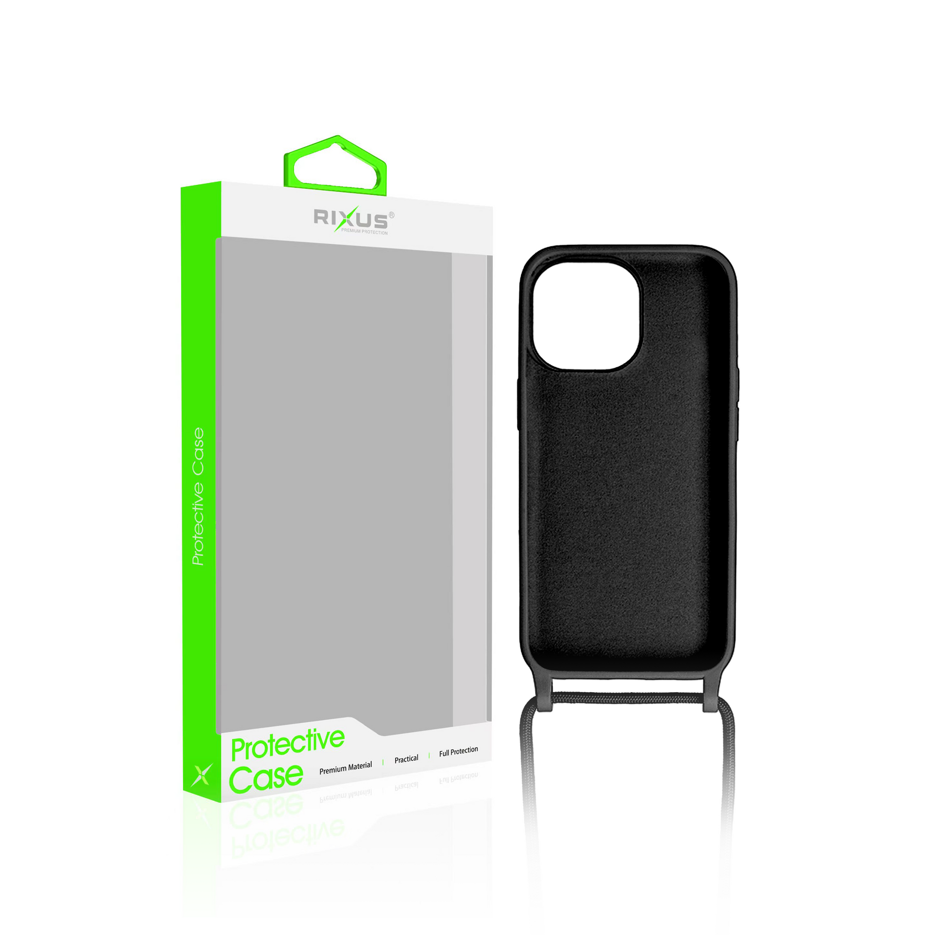 Rixus TPU Necklace Cord Cover For Apple iPhone 15 Pro Black