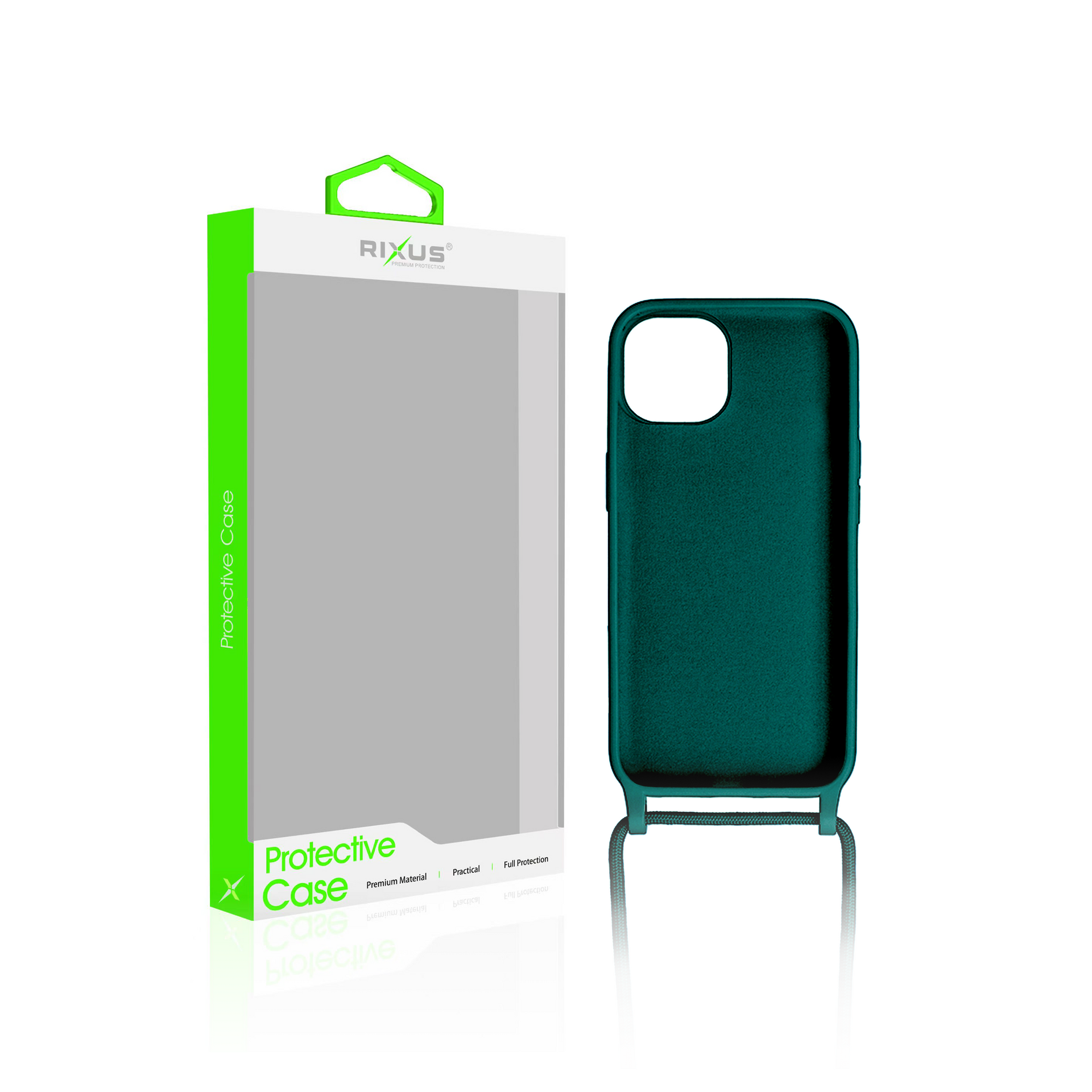 Rixus TPU Necklace Cord Cover For Apple iPhone 15 Pro Dark Green
