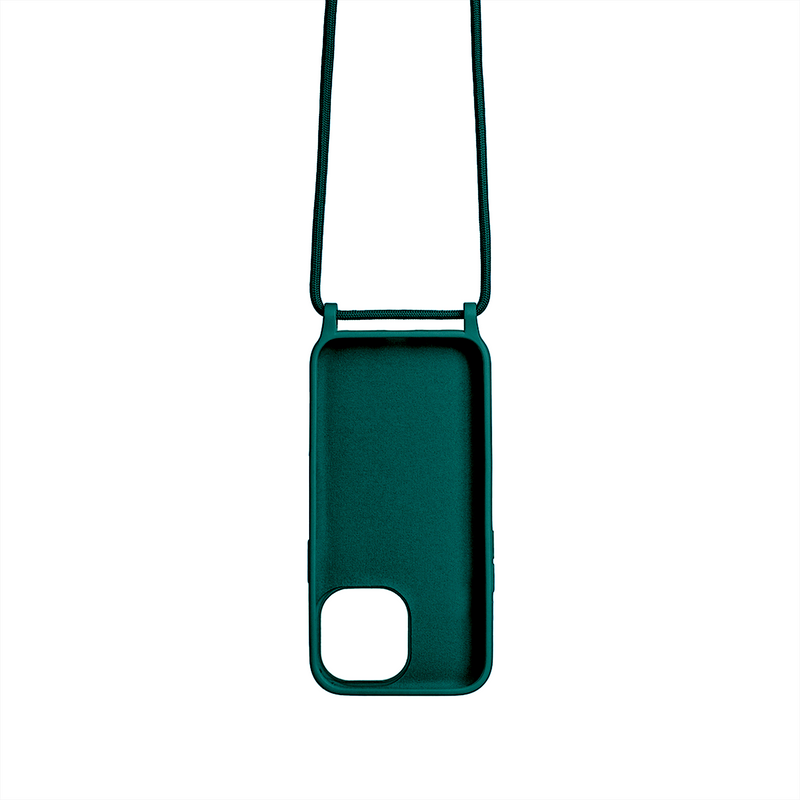 Rixus For iPhone 15 Pro Max TPU Necklace Cord Cover Dark Green