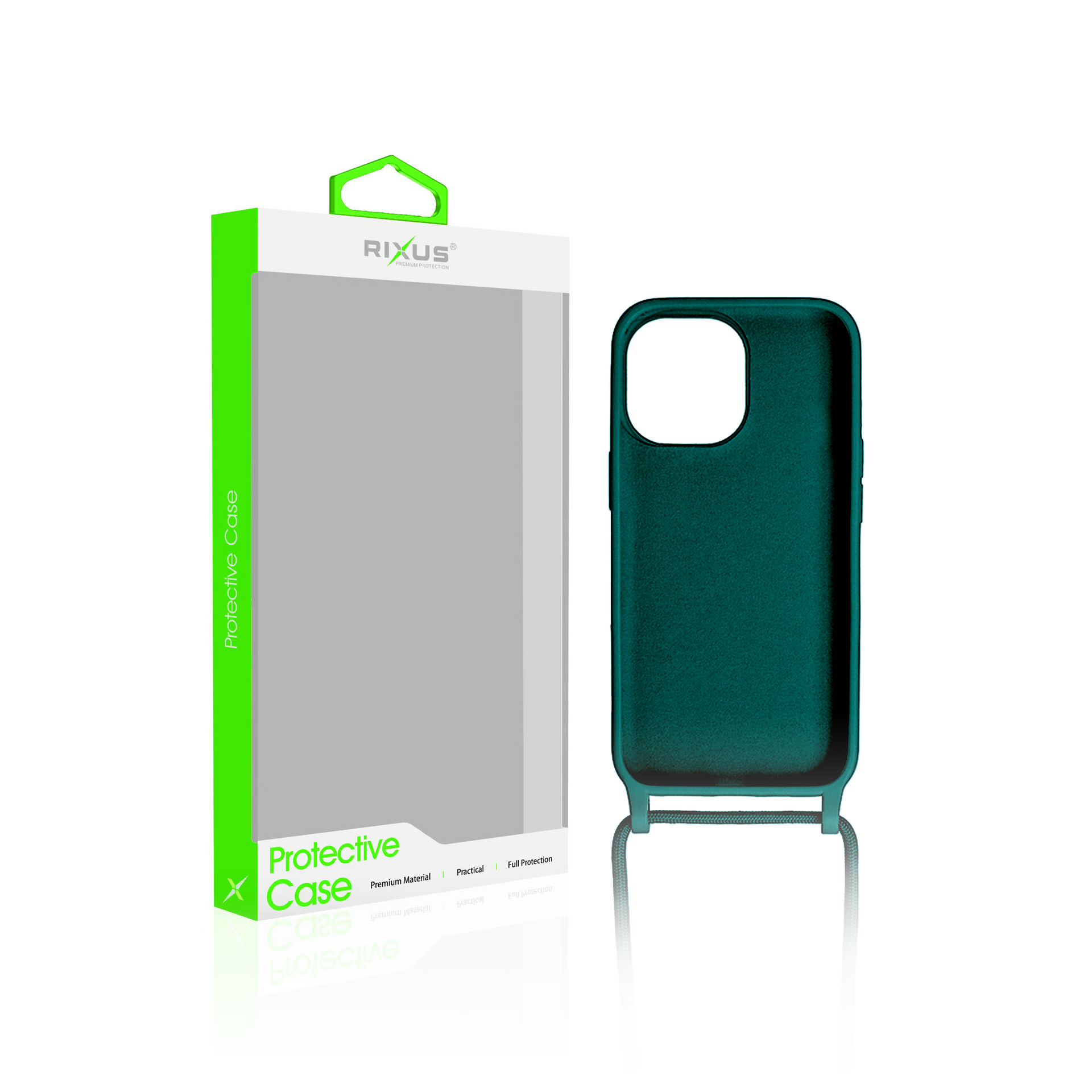 Rixus TPU Necklace Cord Cover For Apple iPhone 15 Pro Max Dark Green