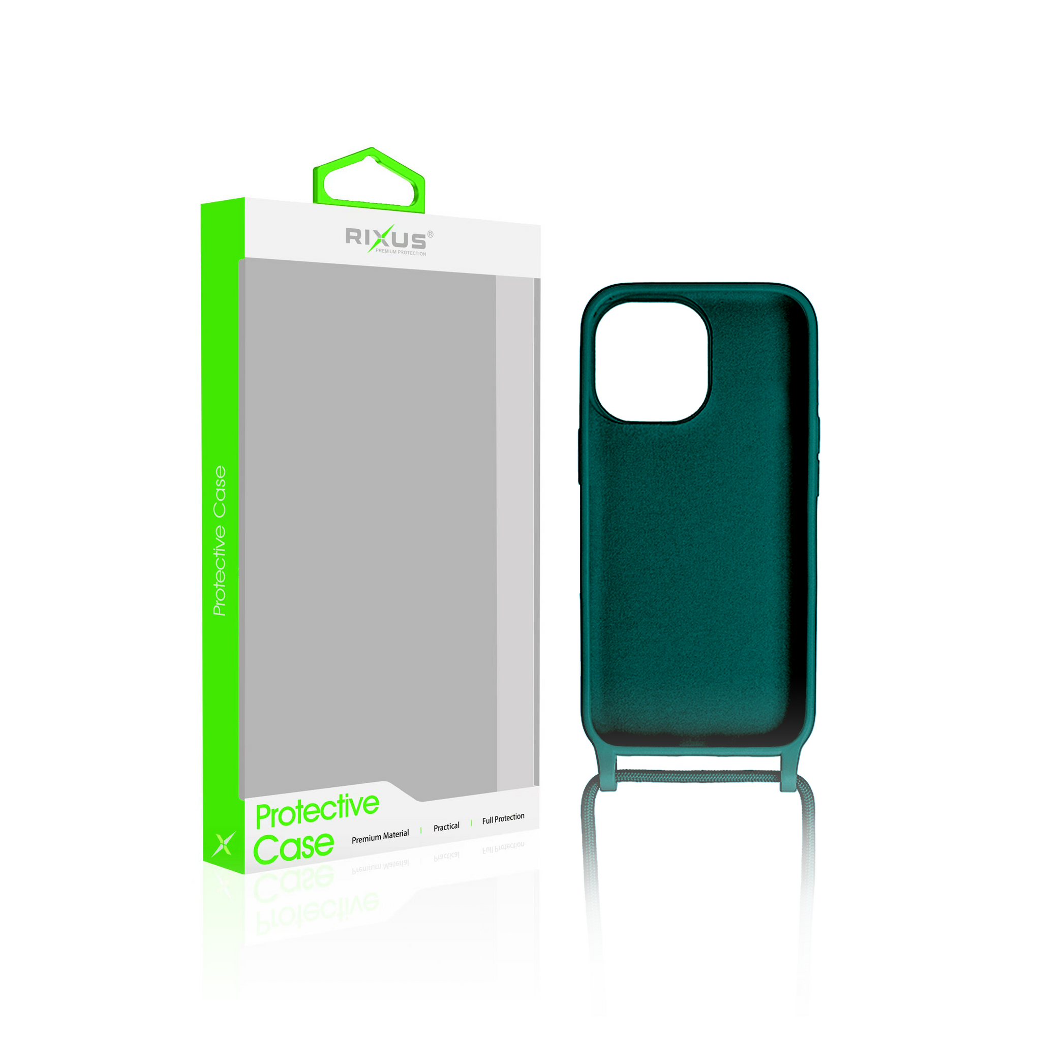 Rixus TPU Necklace Cord Cover For Apple iPhone 15 Pro Max Dark Green