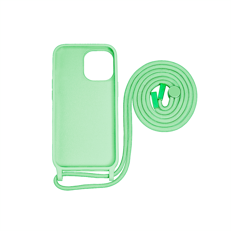 Rixus For iPhone 15 Pro Max TPU Necklace Cord Cover Matcha