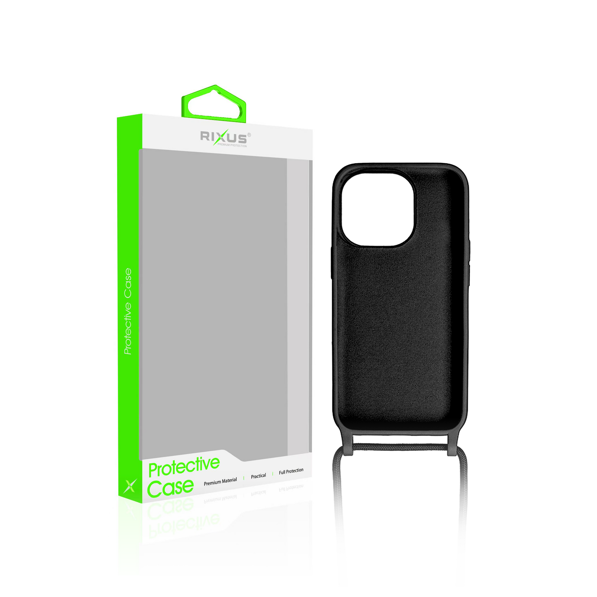 Rixus TPU Necklace Cord Cover For Apple iPhone 15 Pro Max Black