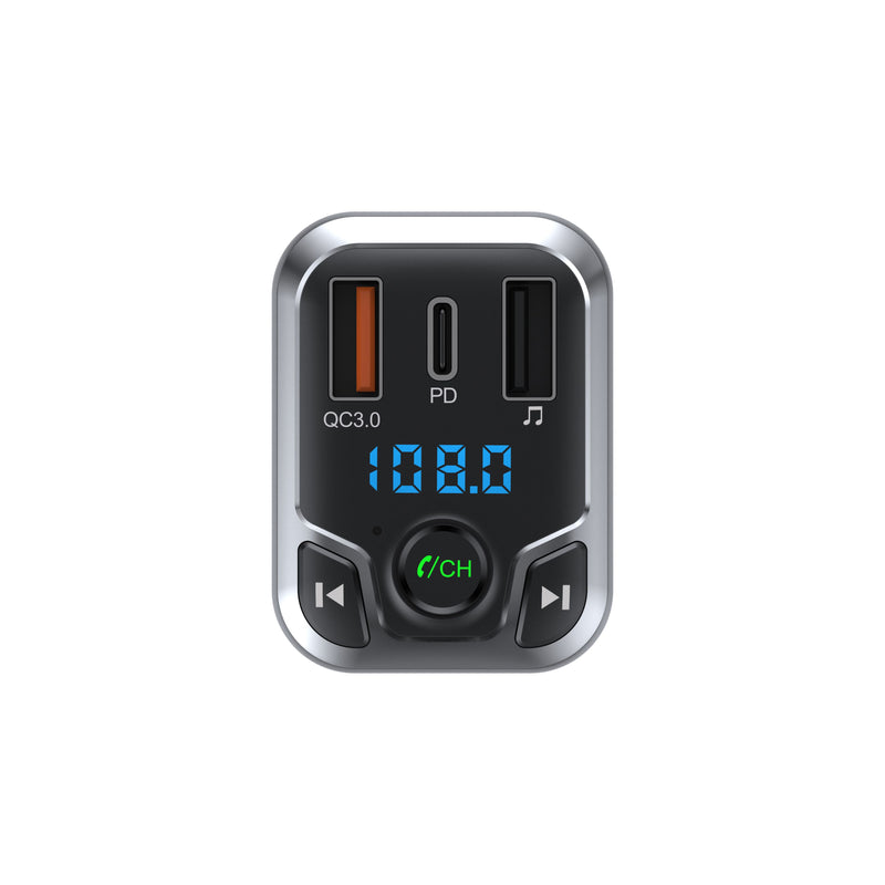 Rixus RXBT25 Bluetooth FM Transmitter QC30 And Type C Dual Fast Charge