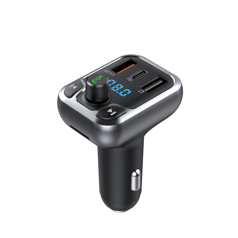 Rixus RXBT25 Bluetooth FM Transmitter QC 3.0 And Type C Dual Fast Charge