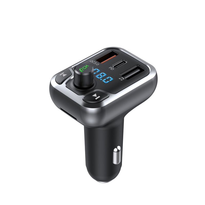 Rixus RXBT25 Bluetooth FM Transmitter QC30 And Type C Dual Fast Charge