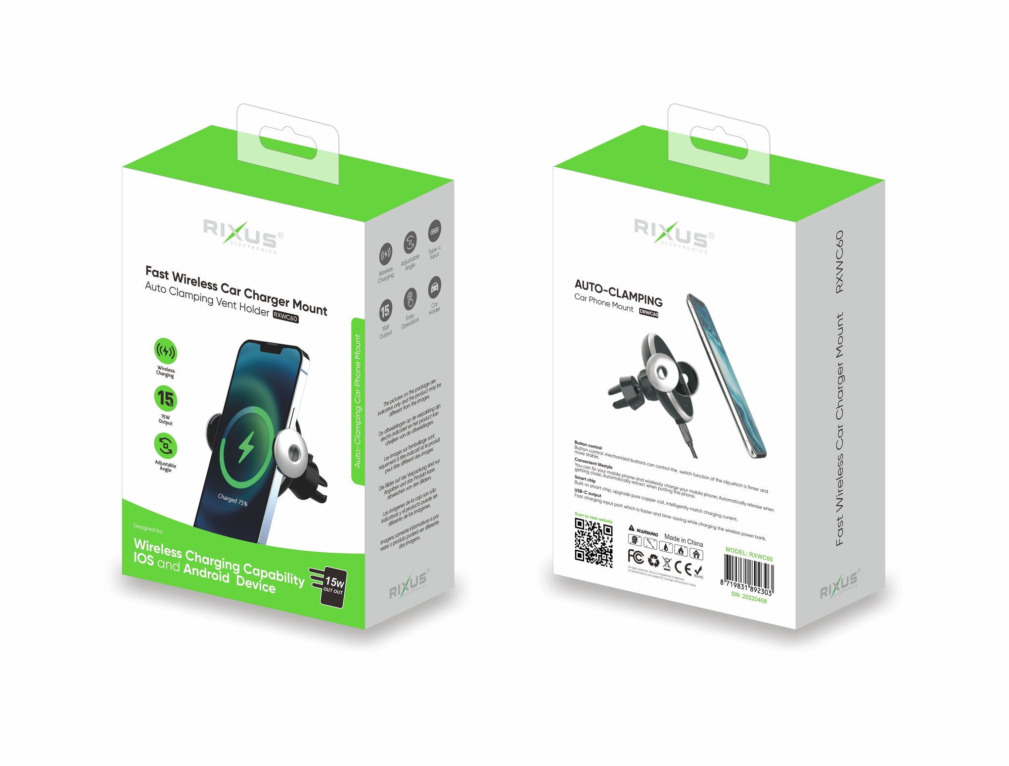 Rixus RXWC60 Fast Wireless Car Charger Mount