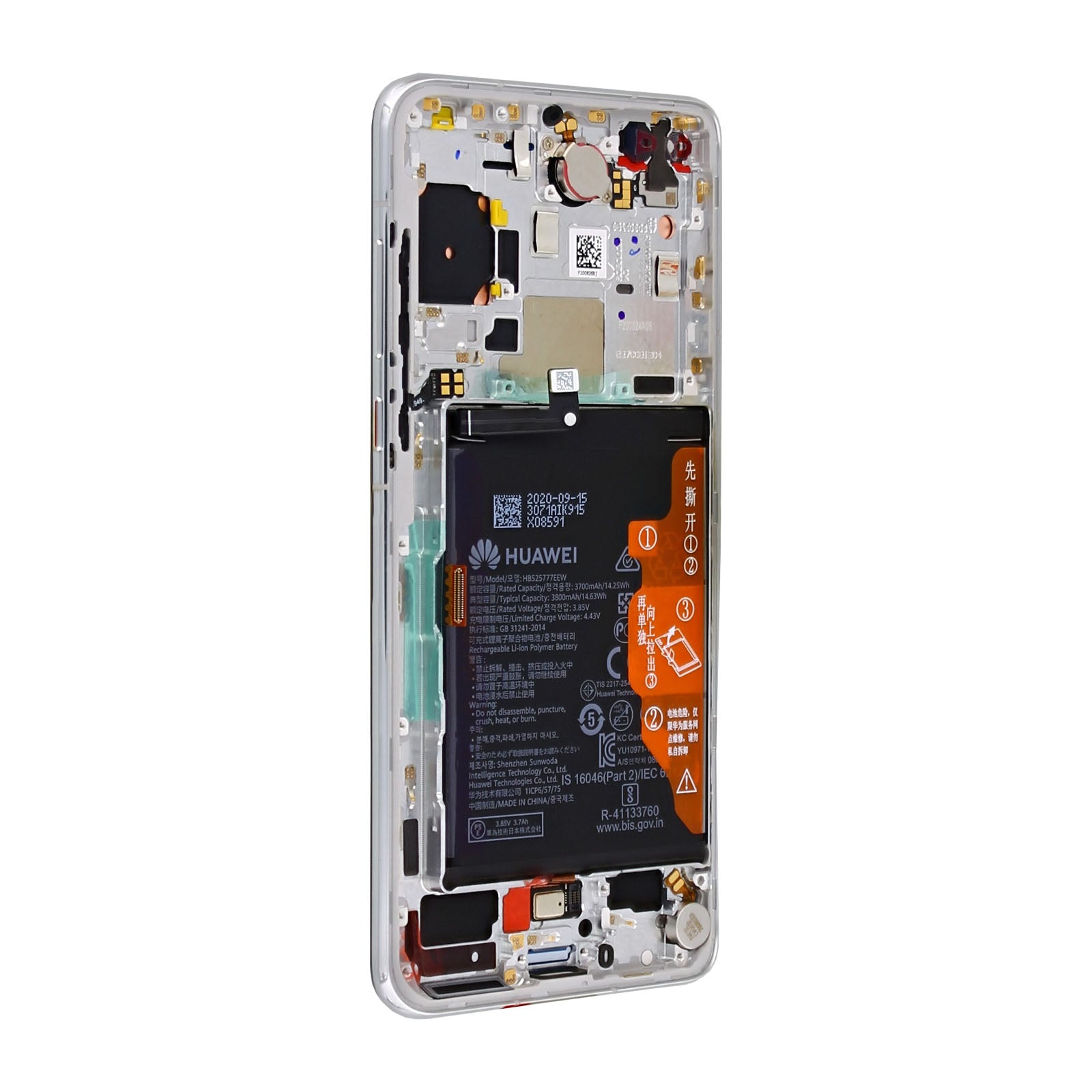 Huawei P40 Display And Digitizer With Frame Ice White Service Pack