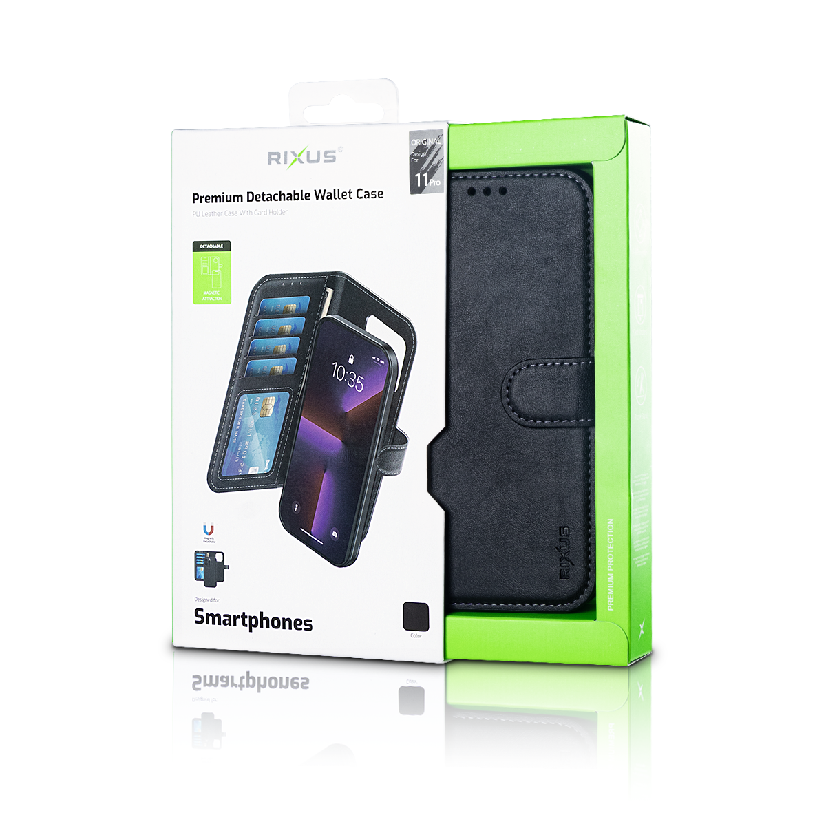 Rixus Duo Magnetic Detachable Wallet For Apple iPhone 11 Pro Black