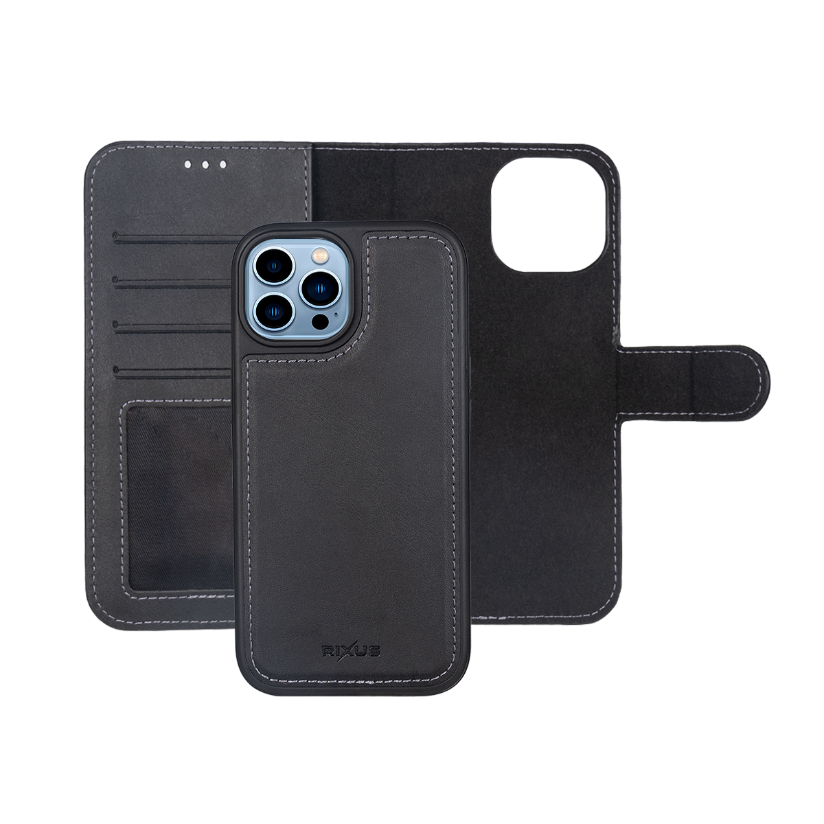 Rixus Duo Magnetic Detachable Wallet For Apple iPhone 13 Pro Max Black