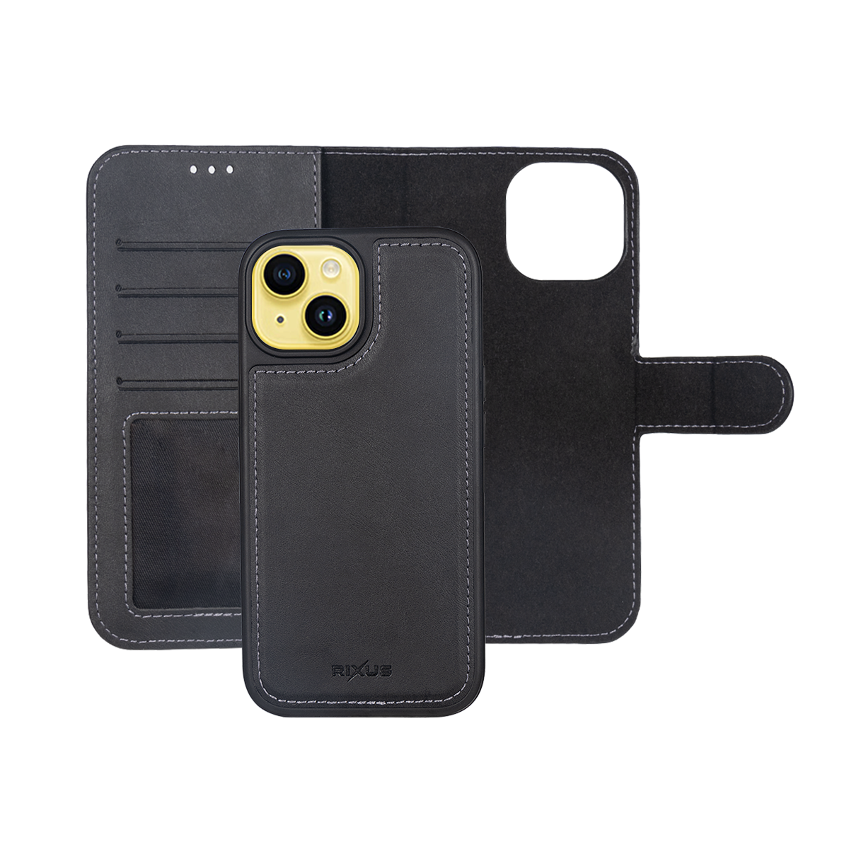 Rixus Duo Magnetic Detachable Wallet For Apple iPhone 14 Black