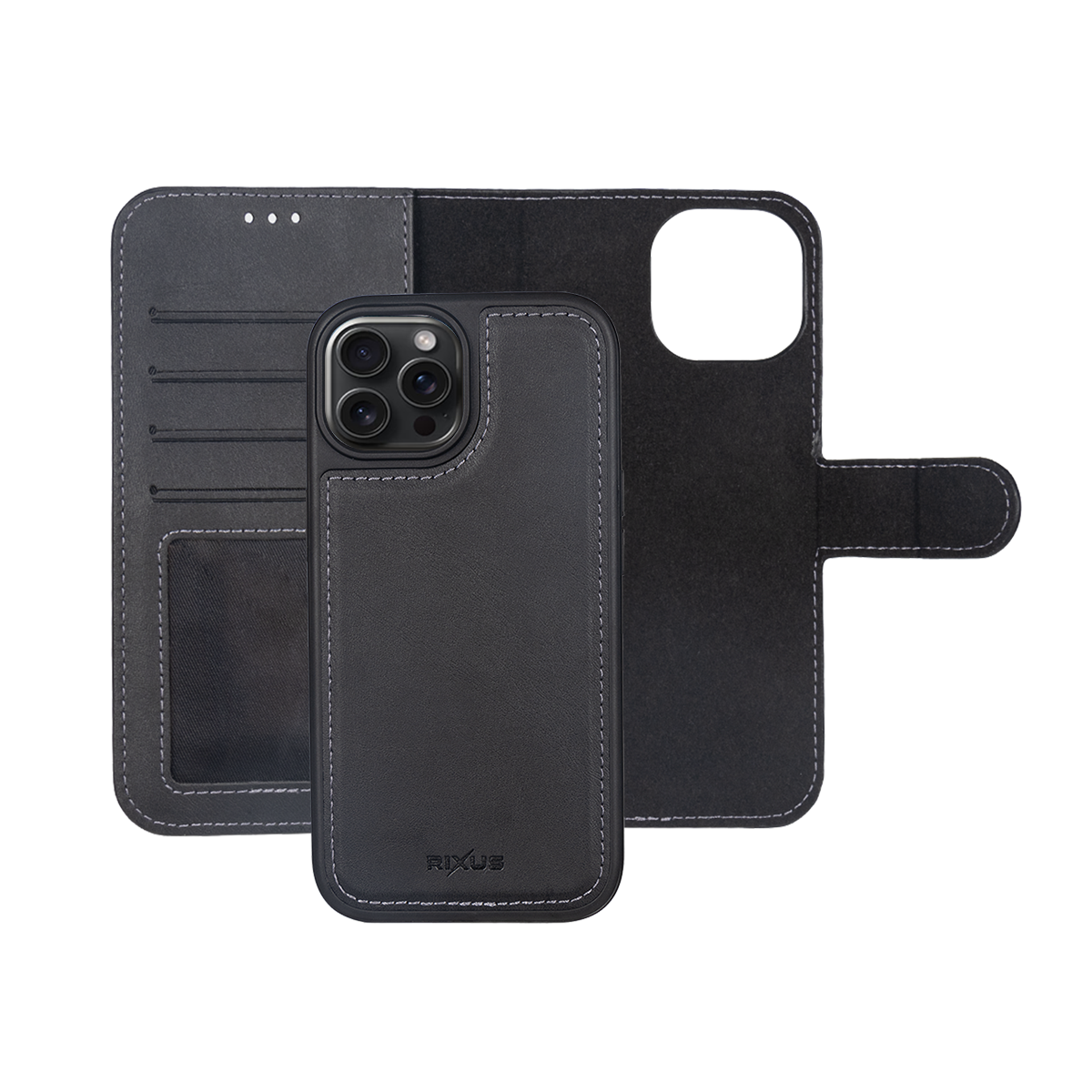 Rixus Duo Magnetic Detachable Wallet For Apple iPhone 14 Pro Max Black