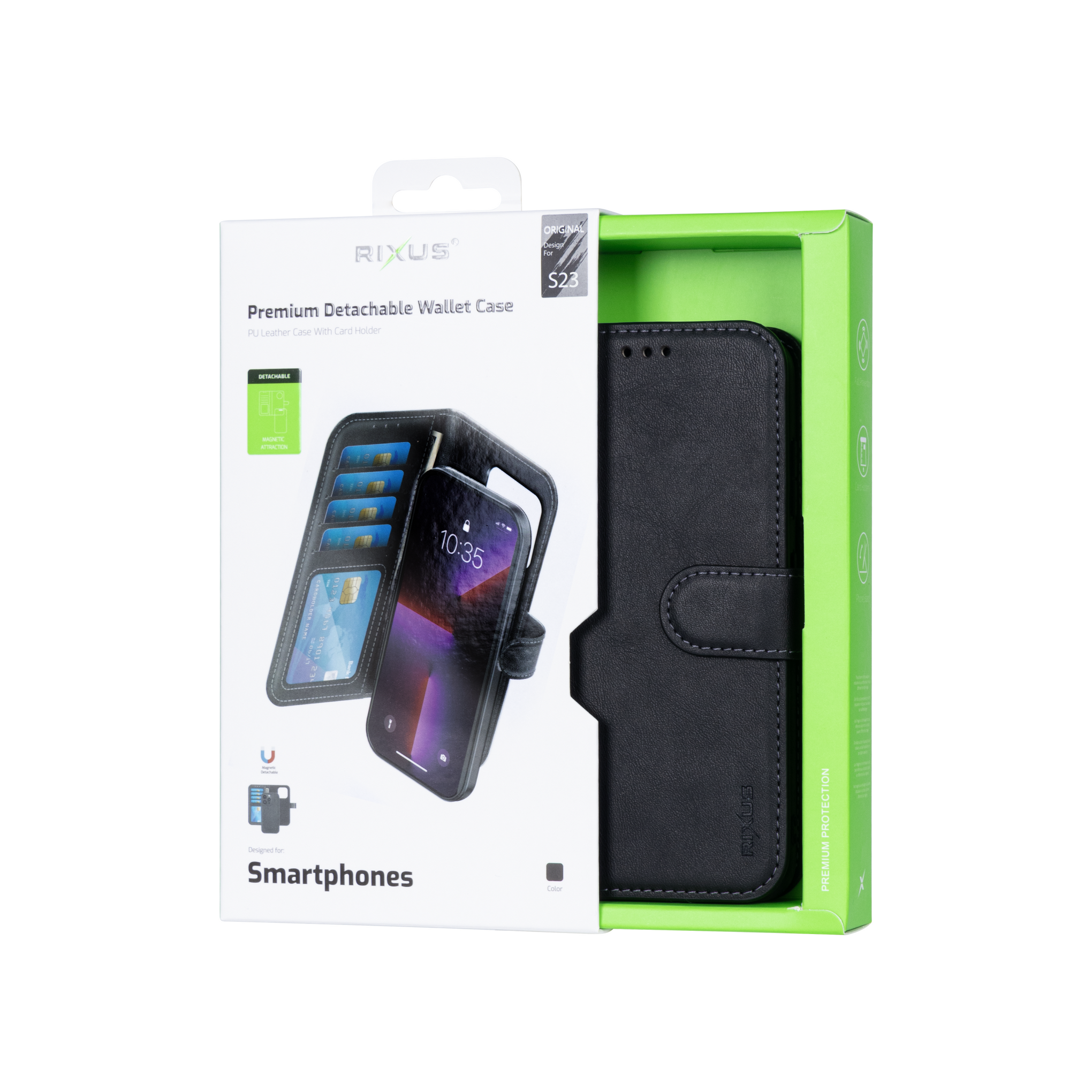 Rixus Duo Magnetic Detachable Wallet For Samsung Galaxy S23 Black