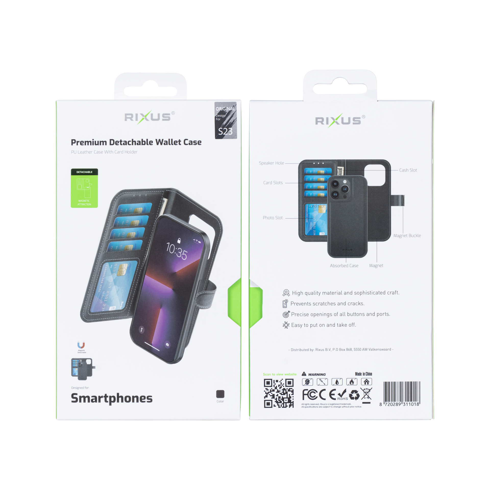 Rixus Duo Magnetic Detachable Wallet For Samsung Galaxy S23 Black
