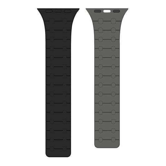 Rixus Magnetic Silicone Band For Apple Watch 42mm, 44mm, 45mm, 49mm Black And Grey