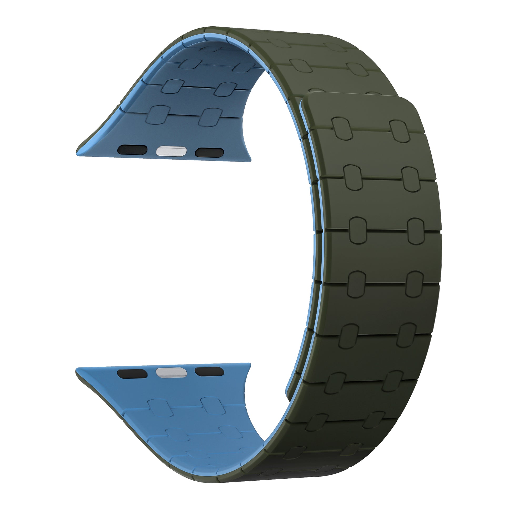 Rixus Magnetic Silicone Band For Apple Watch 38mm, 40mm, 41mm Dark Green And Deep Blue
