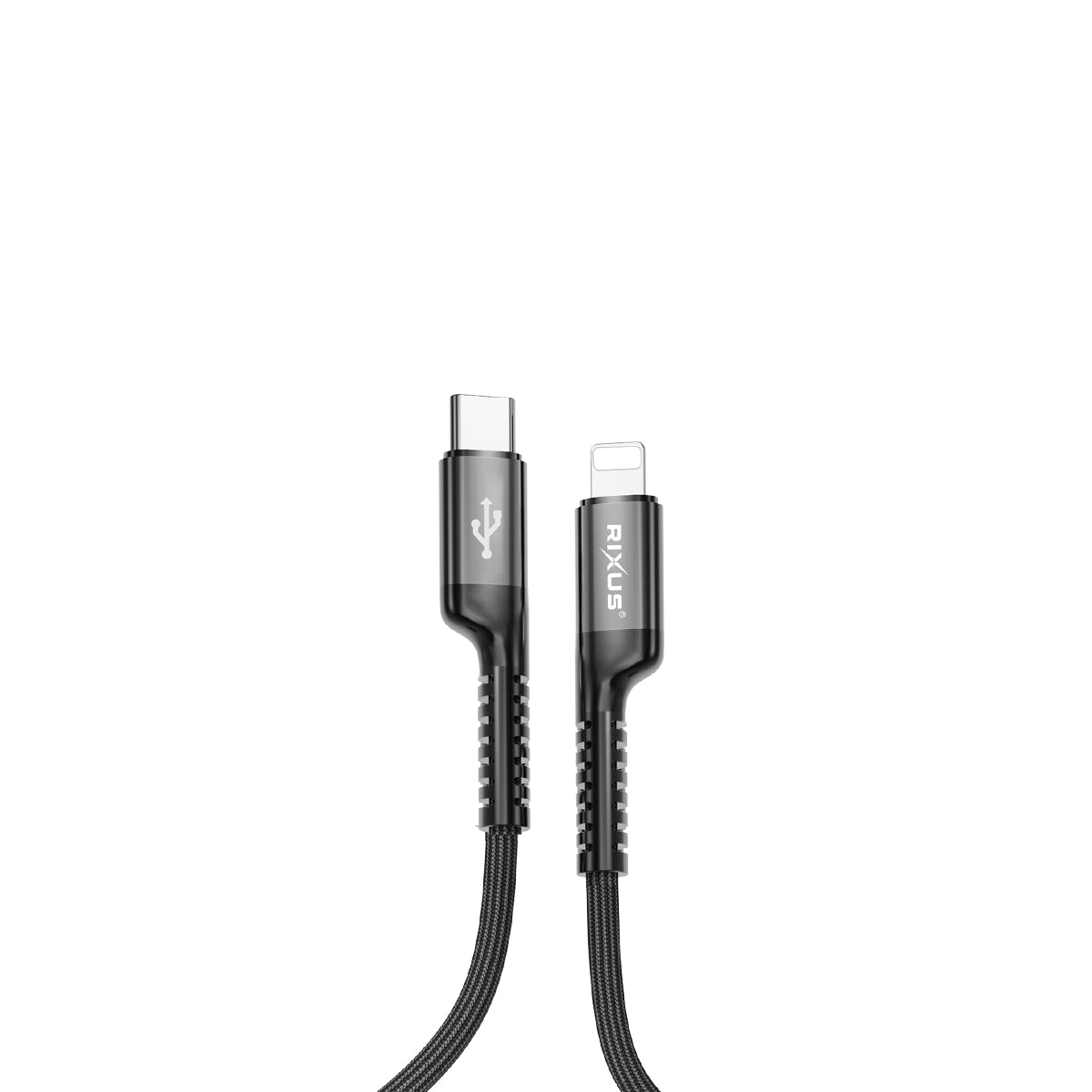 Rixus RXUC17L Retractable Spring Cable USB-C To Lightning Connector Black