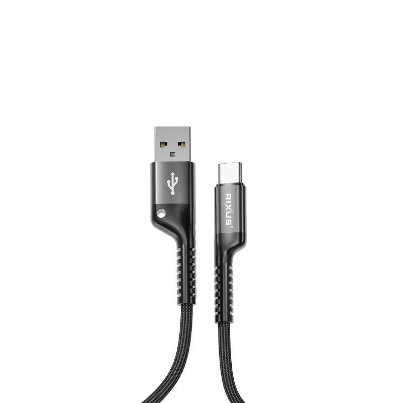 Rixus RXUC17AC Retractable Spring Cable USB-A to Type-C Black