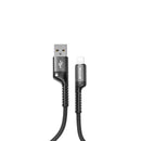 Rixus RXUC17AL Retractable Spring Cable USB-A To Lightning Black