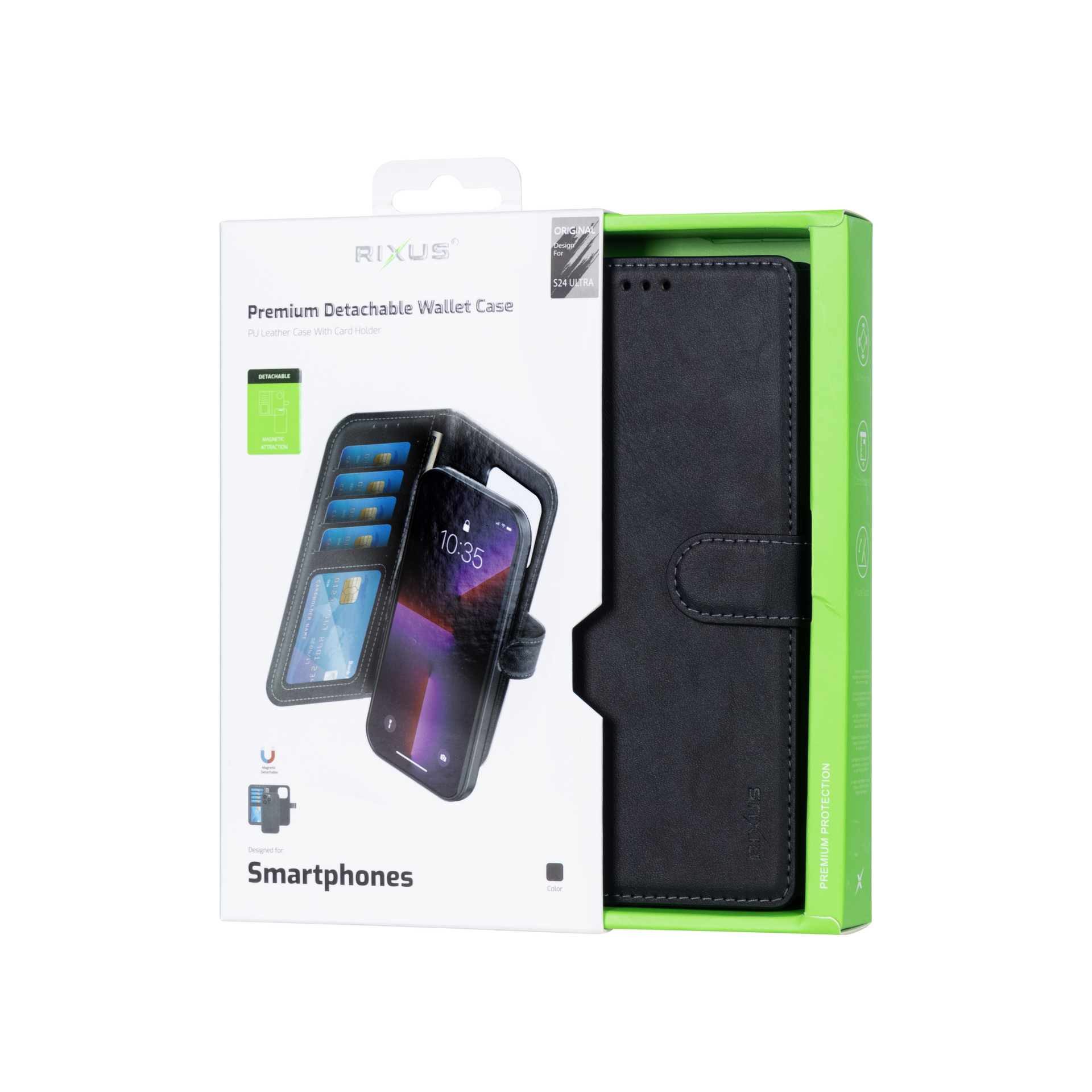Rixus Duo Magnetic Detachable Wallet For Samsung Galaxy S24 Ultra Black