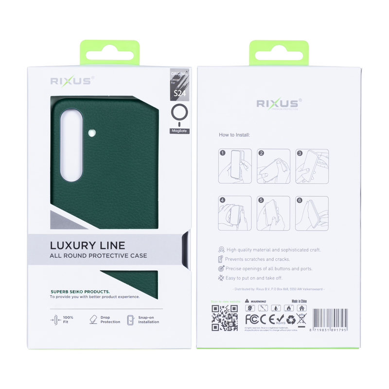 Rixus Classic 02 Case With MagSafe For Samsung Galaxy S24 S921B Green